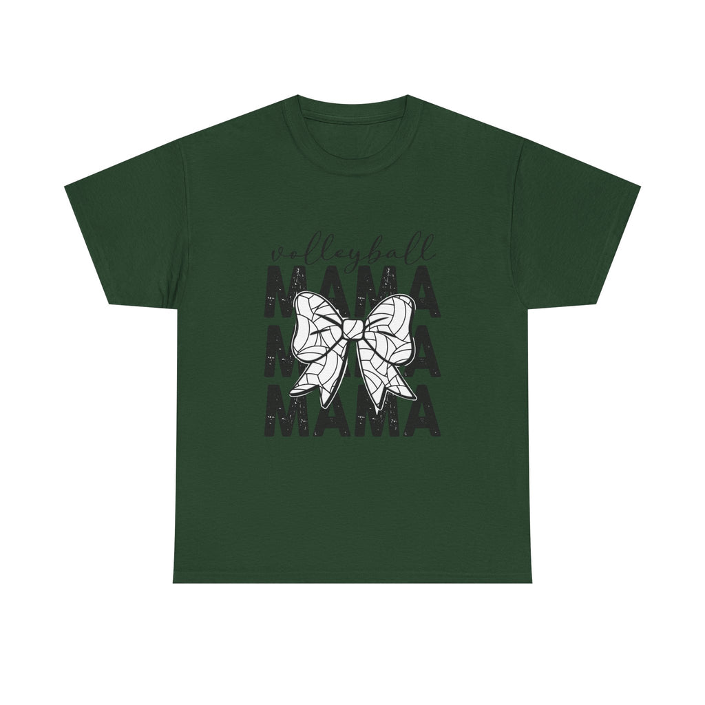 Volleyball Mama T-Shirt — Sporty Mom Graphic Tee with Volleyball Bow