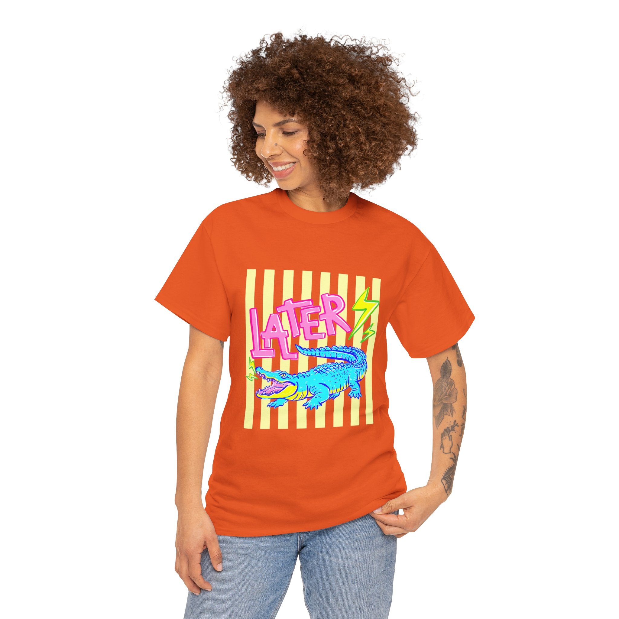 Later Gator Graphic Tee - Neon Retro Alligator Shirt