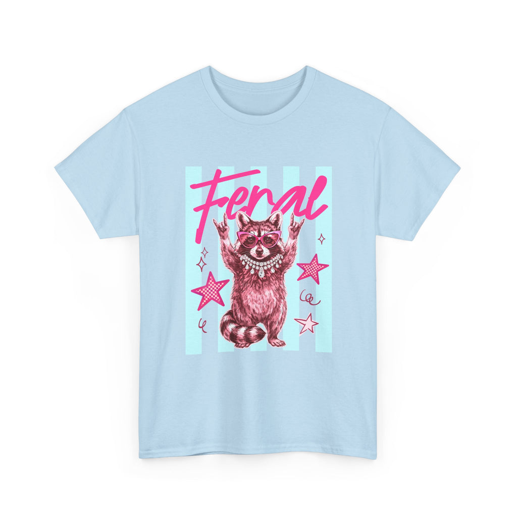 Feral Raccoon Graphic Tee - Retro Pink & Aqua Vintage Animal T-Shirt