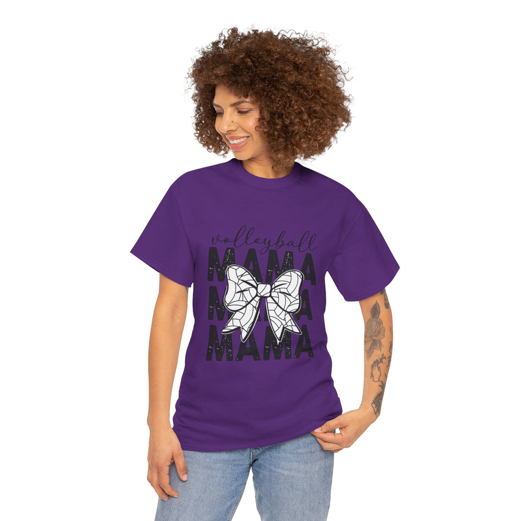 Volleyball Mama T-Shirt — Sporty Mom Graphic Tee with Volleyball Bow