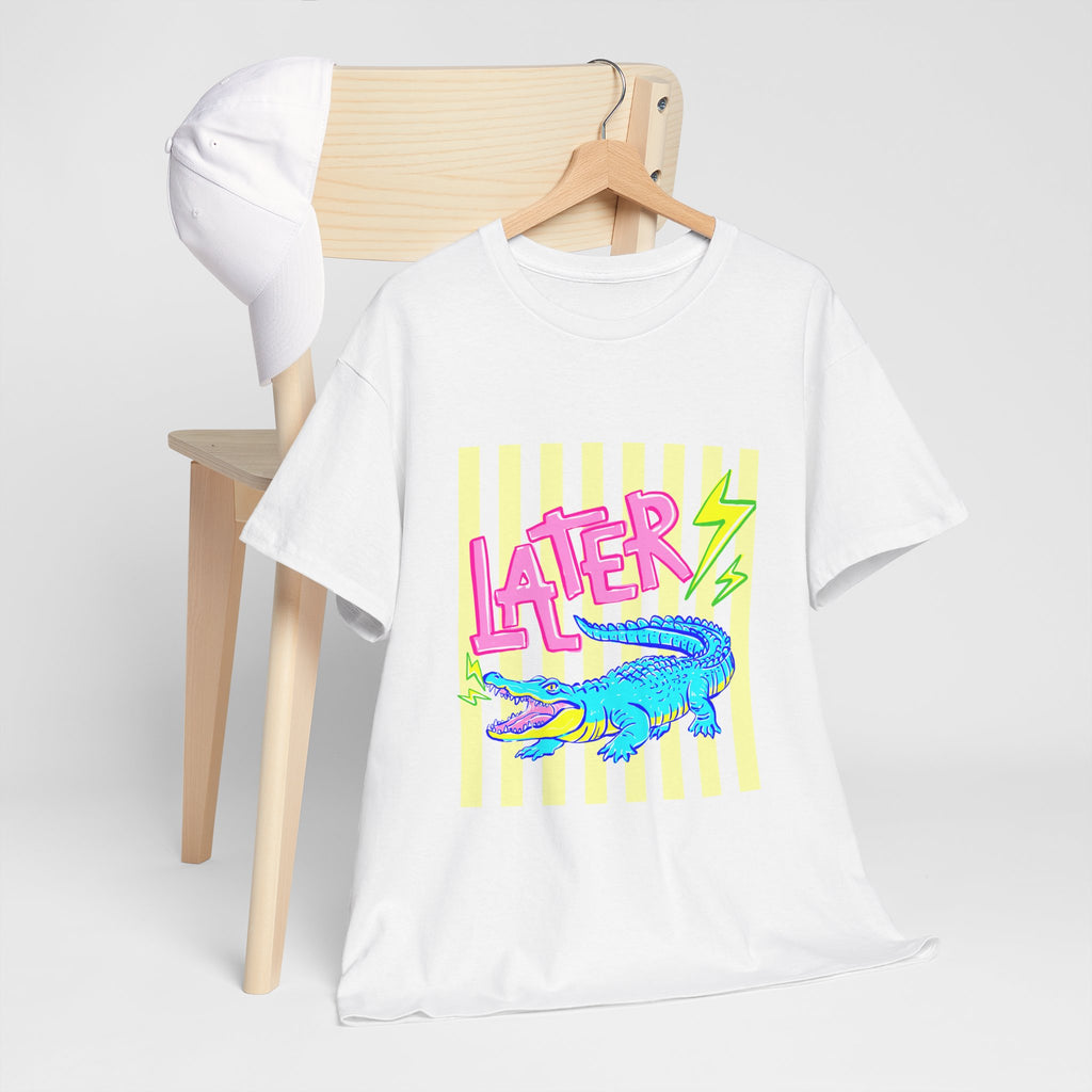 Later Gator Graphic Tee - Neon Retro Alligator Shirt
