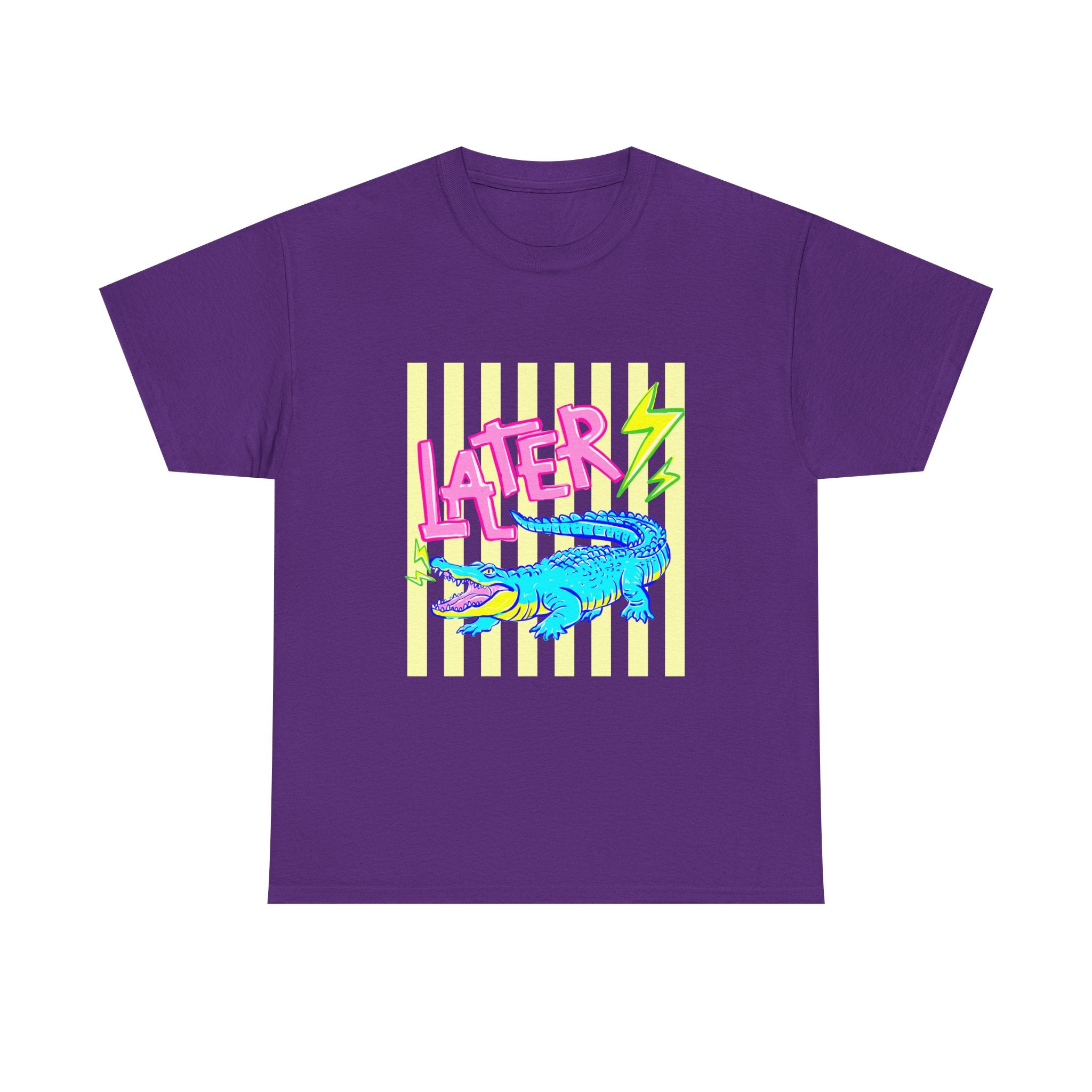 Later Gator Graphic Tee - Neon Retro Alligator Shirt