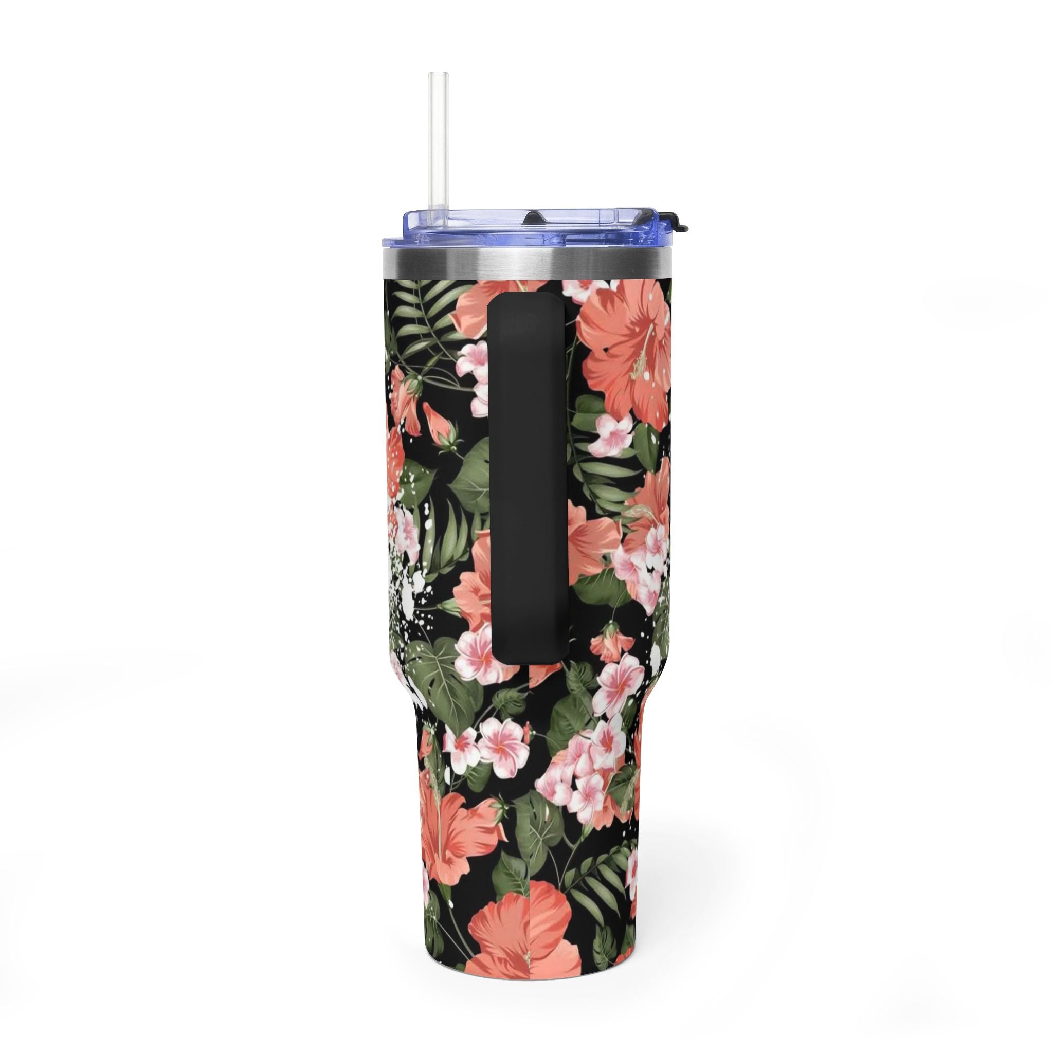 40oz Floral "Momlife" Vacuum Tumbler – Insulated Travel Mug with Straw