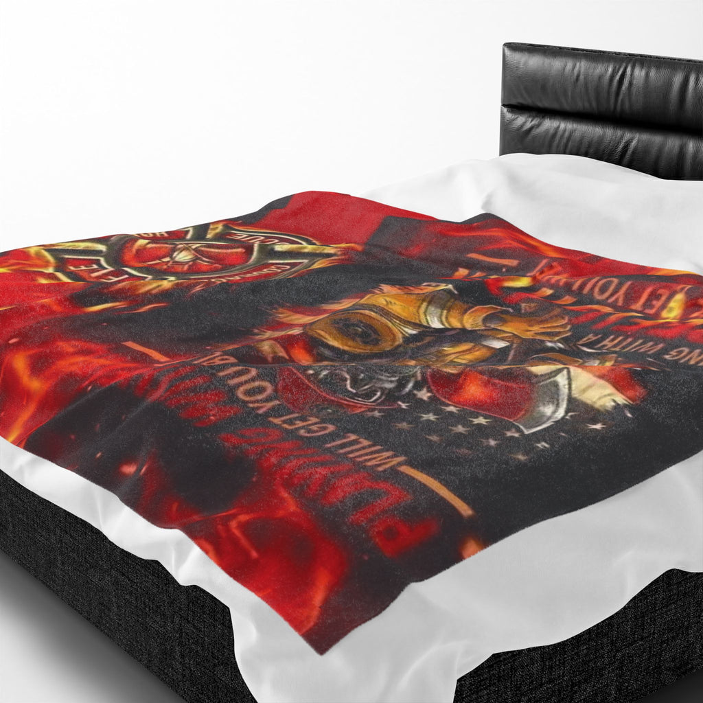 Firefighter Velveteen Plush Blanket - 'Playing With Fire' Rescue Fleece Throw