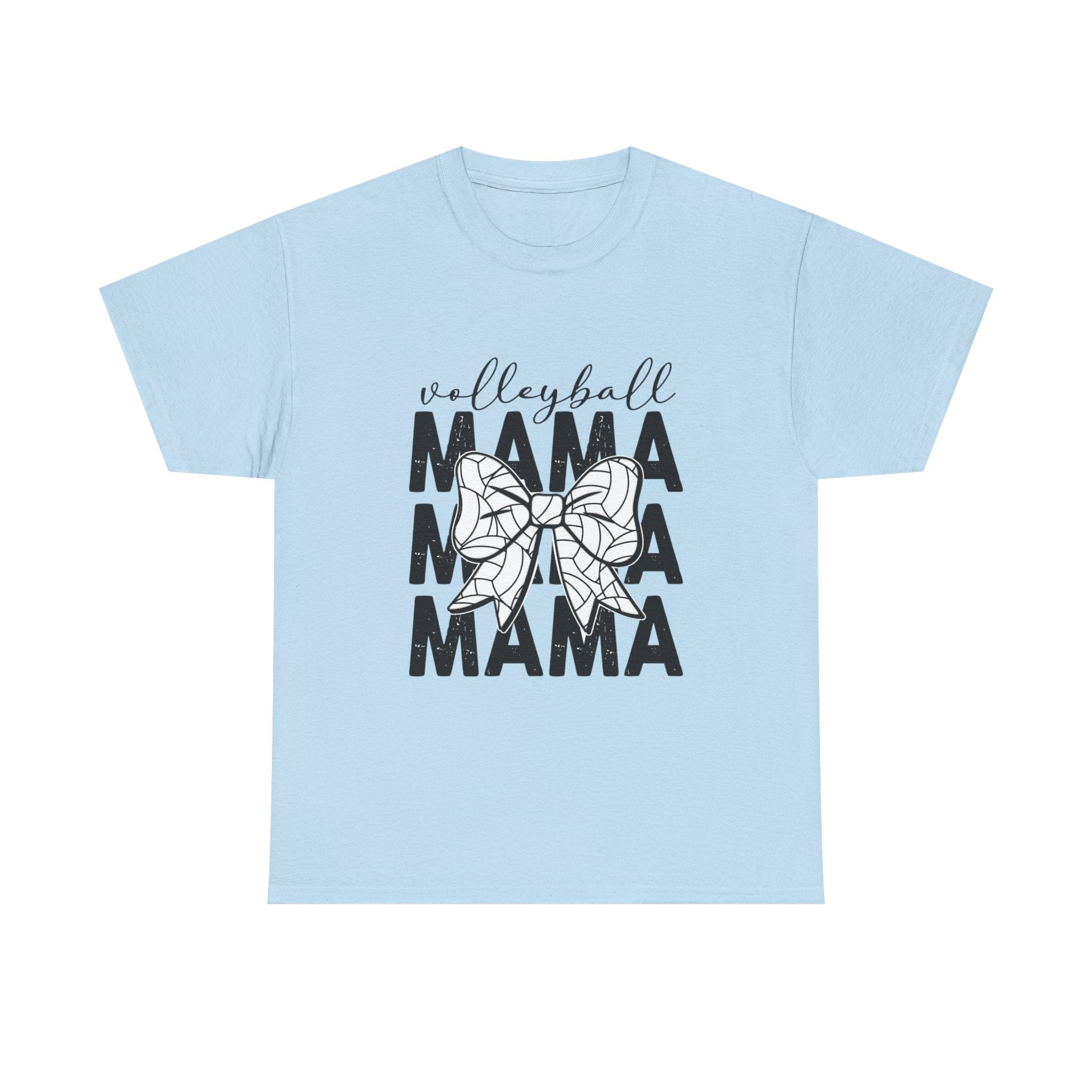 Volleyball Mama T-Shirt — Sporty Mom Graphic Tee with Volleyball Bow