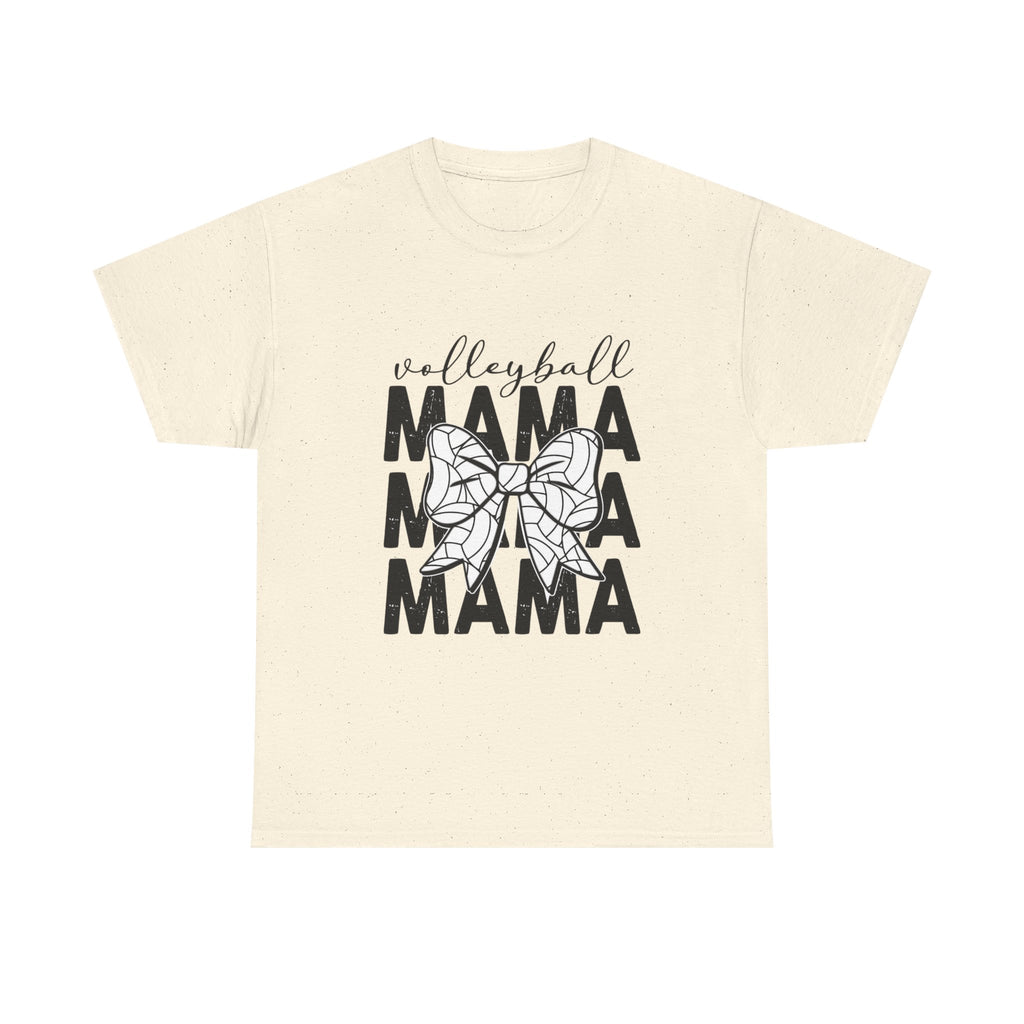 Volleyball Mama T-Shirt — Sporty Mom Graphic Tee with Volleyball Bow