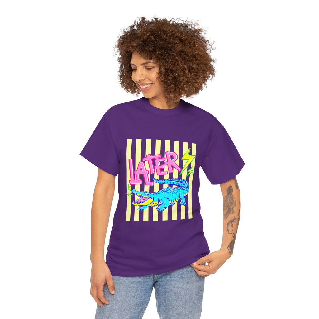 Later Gator Graphic Tee - Neon Retro Alligator Shirt