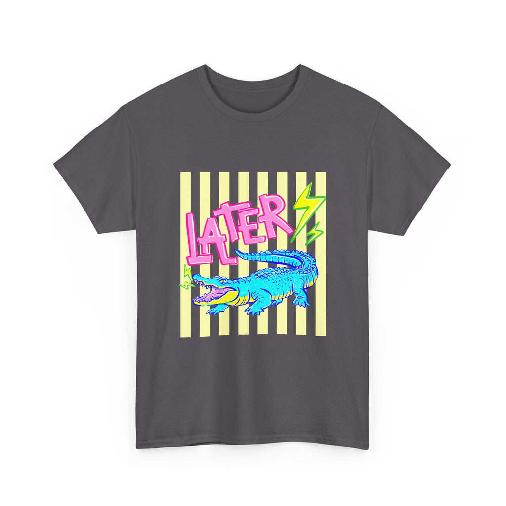 Later Gator Graphic Tee - Neon Retro Alligator Shirt