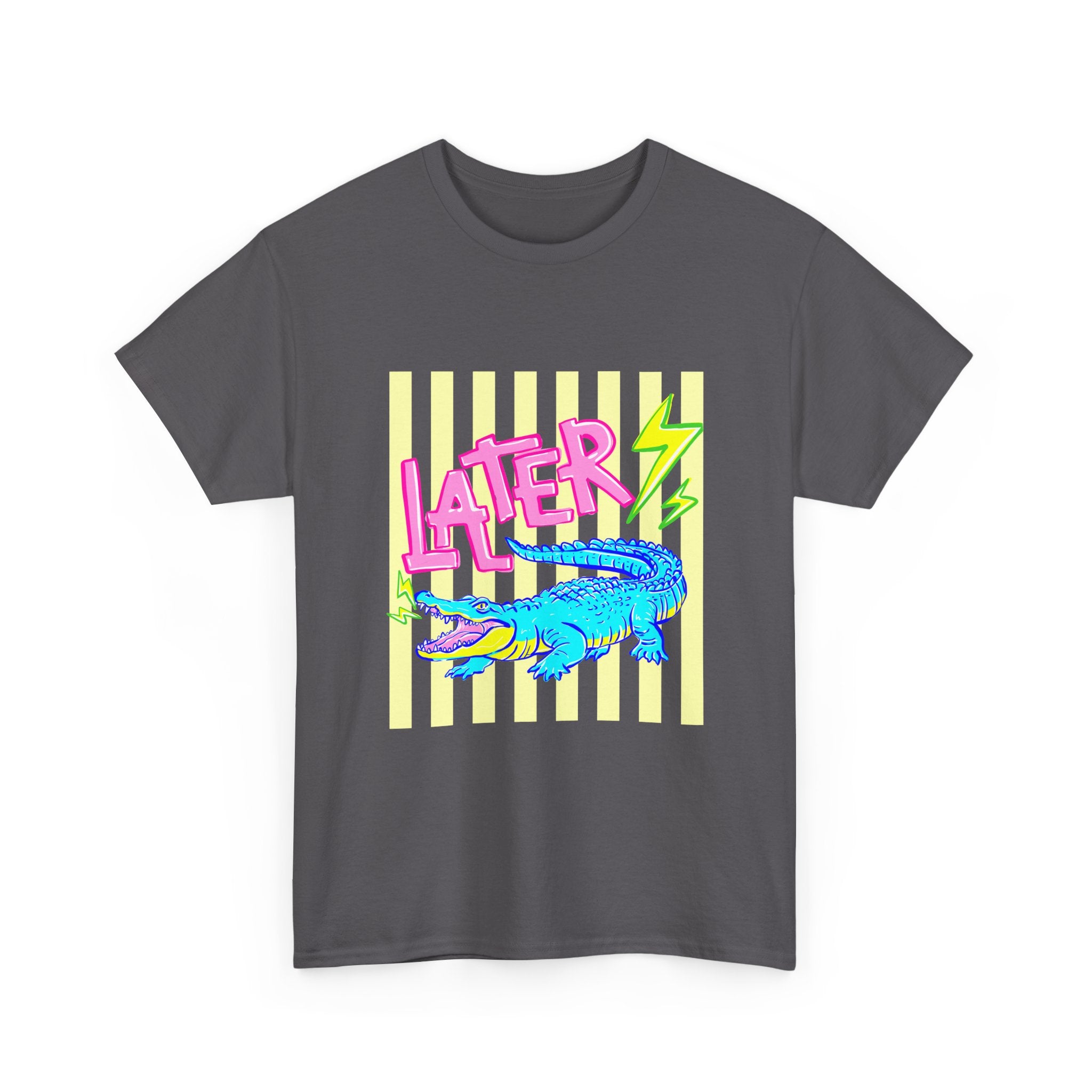 Later Gator Graphic Tee - Neon Retro Alligator Shirt