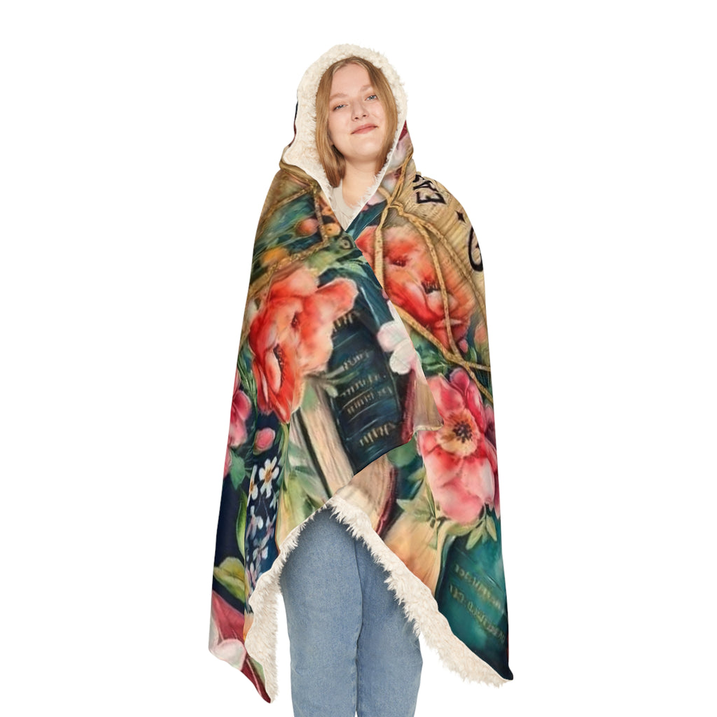 Easily Distracted by Books Hooded Blanket — Floral Reader Throw