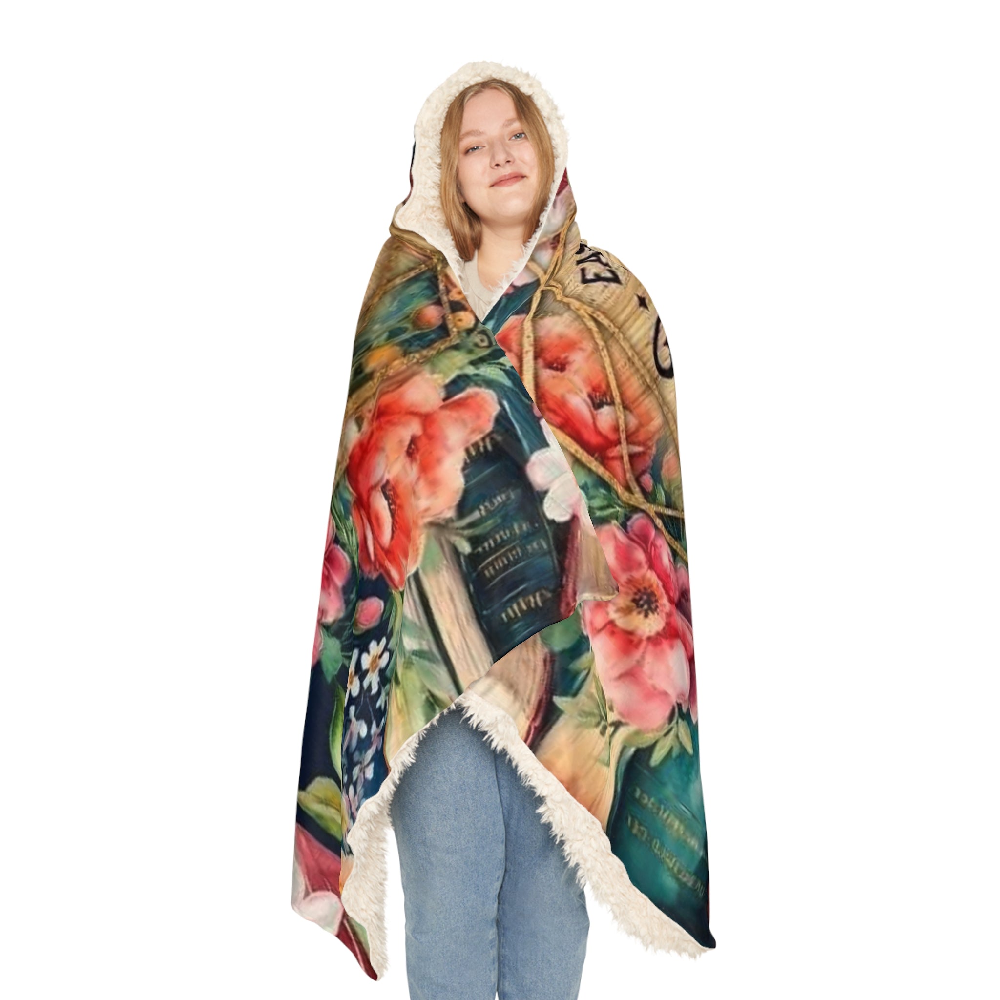 Easily Distracted by Books Hooded Blanket — Floral Reader Throw