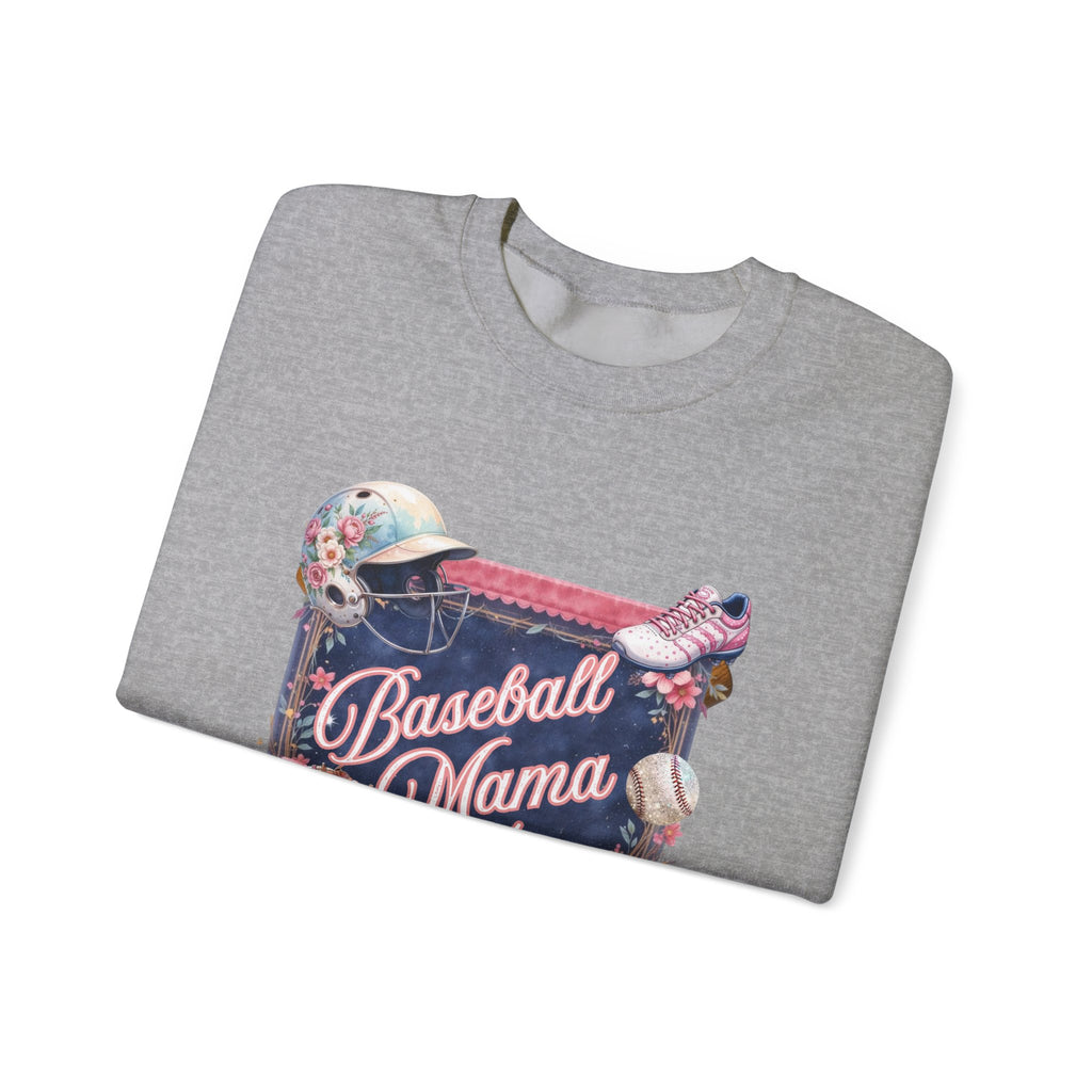 Baseball Mama Sweatshirt — Floral Helmet & Glove Crewneck for Moms