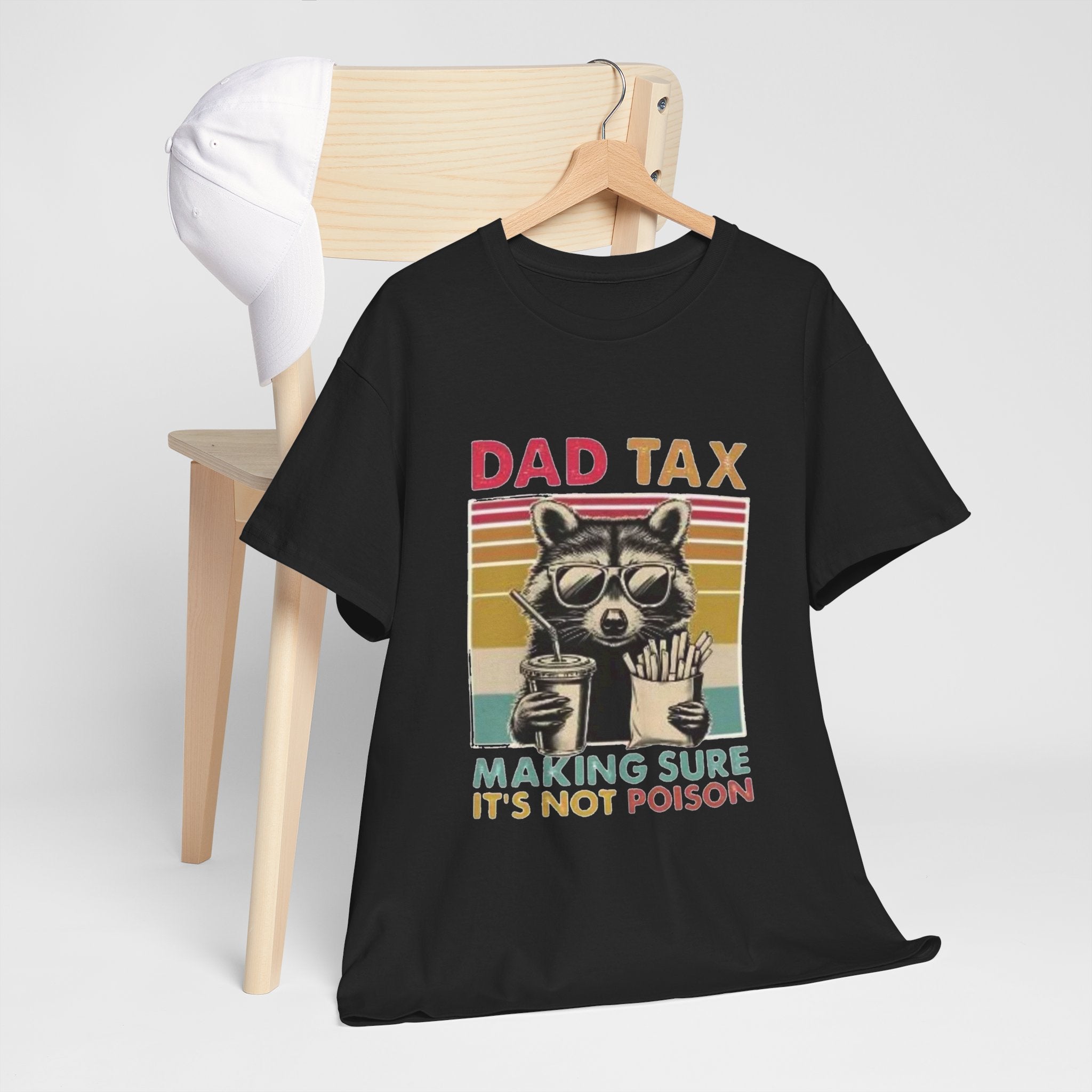 Dad Tax T‑Shirt – Retro Raccoon “Making Sure It’s Not Poison” Funny Father’s Day Tee