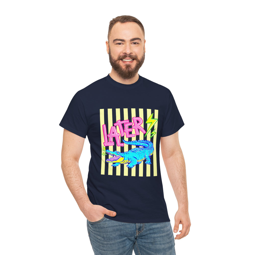 Later Gator Graphic Tee - Neon Retro Alligator Shirt
