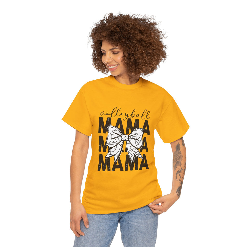 Volleyball Mama T-Shirt — Sporty Mom Graphic Tee with Volleyball Bow