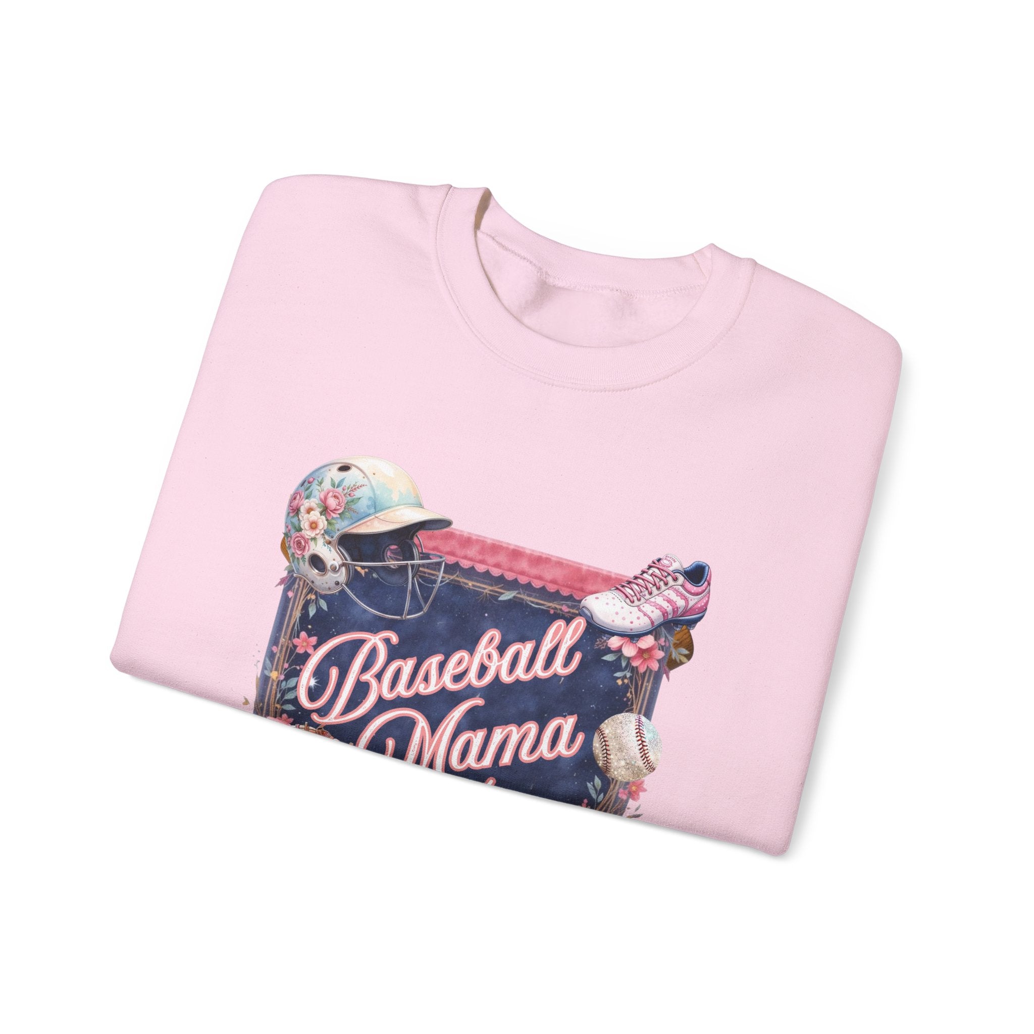 Baseball Mama Sweatshirt — Floral Helmet & Glove Crewneck for Moms