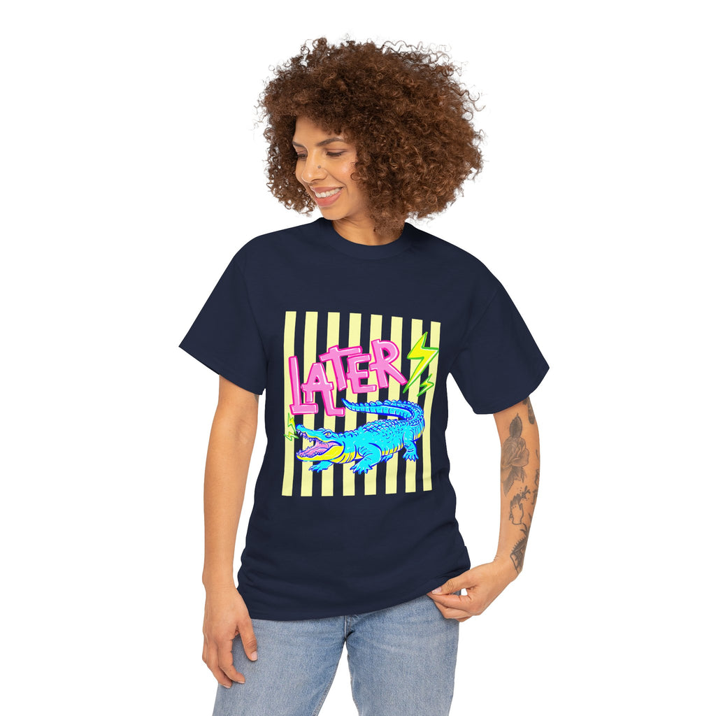 Later Gator Graphic Tee - Neon Retro Alligator Shirt
