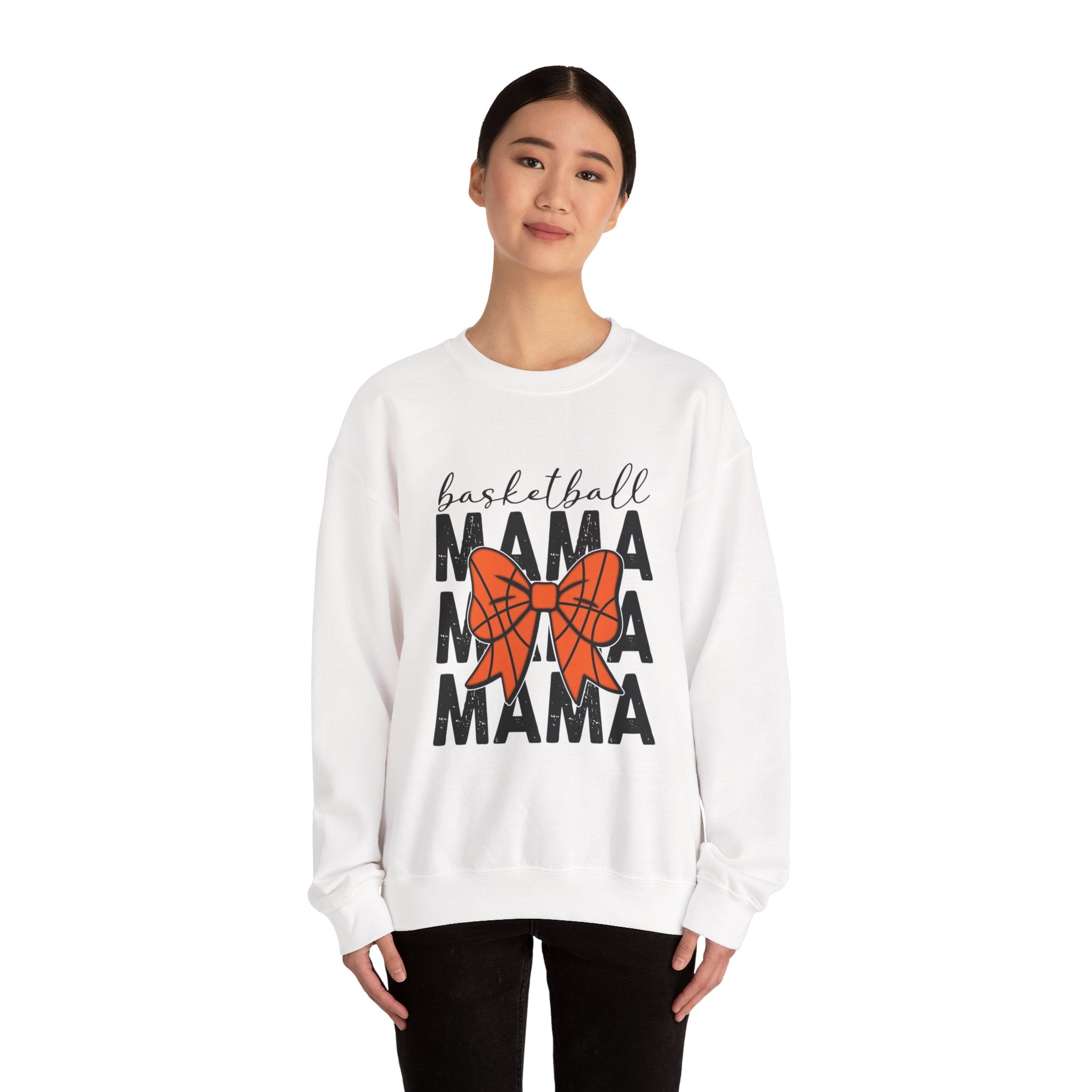Basketball Mama Sweatshirt — Basketball Bow Mom Crewneck