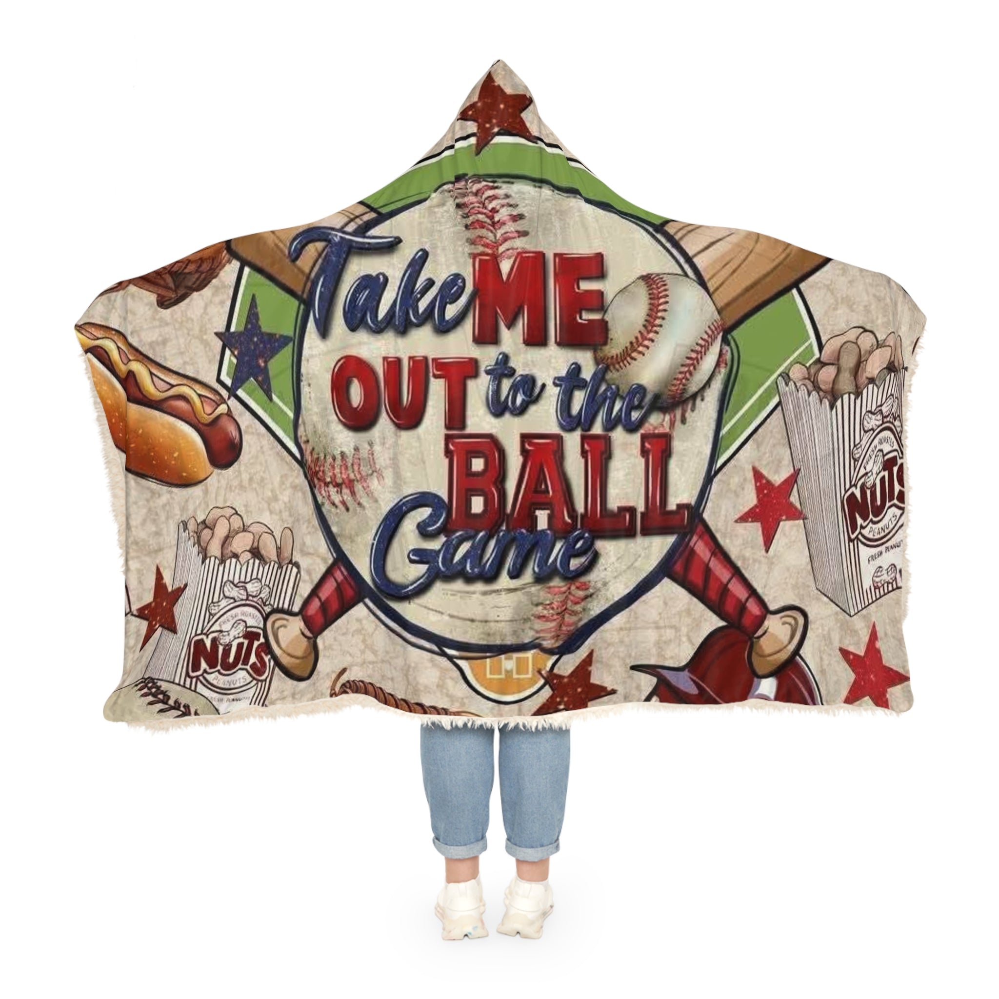 Baseball 'Take Me Out to the Ball Game' Hooded Snuggle Blanket