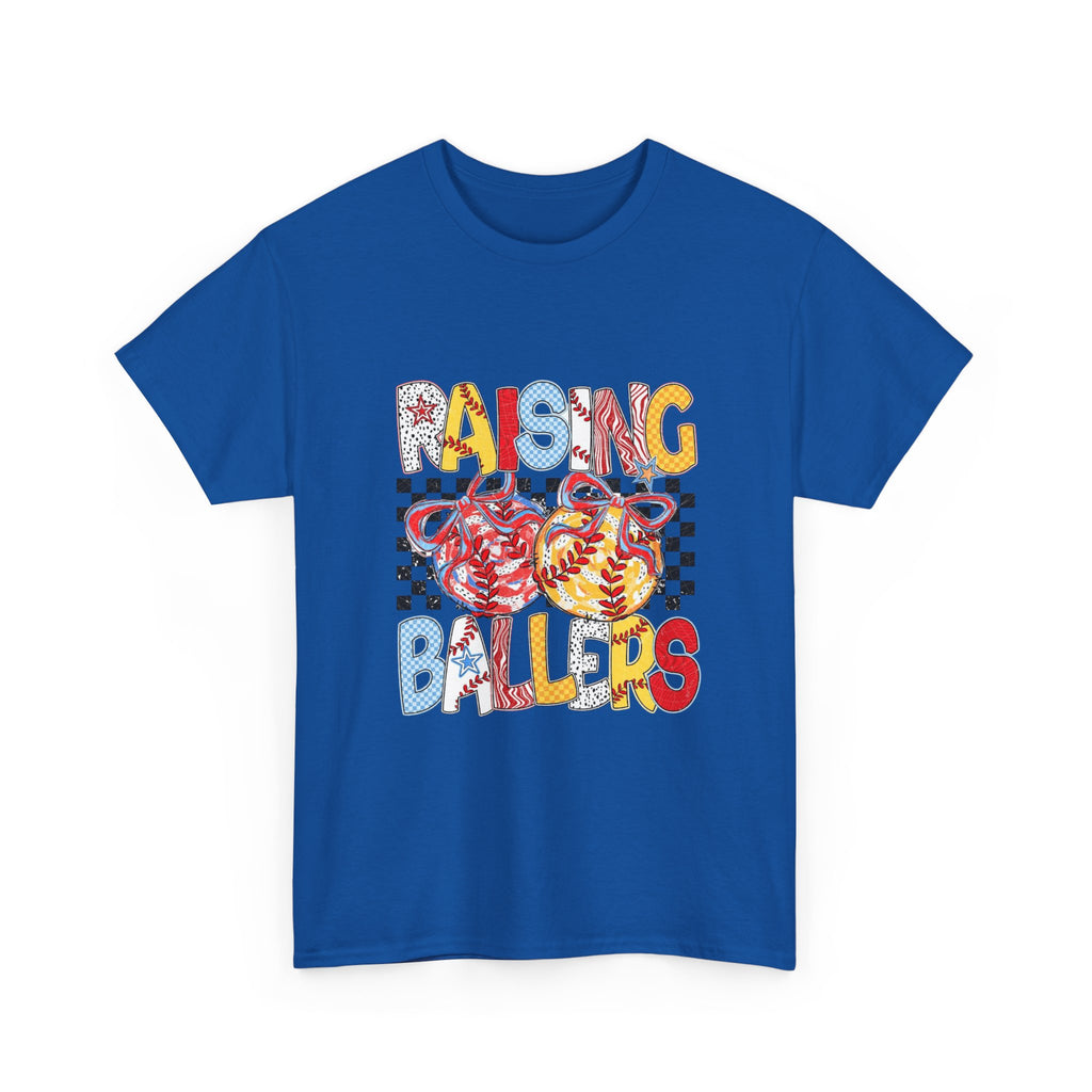Raising Ballers Kids Tee — Colorful Checkered Lollipop Basketball Design
