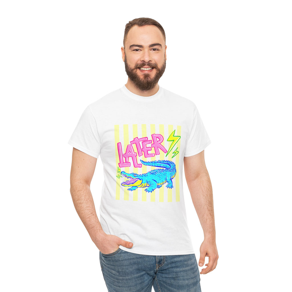 Later Gator Graphic Tee - Neon Retro Alligator Shirt