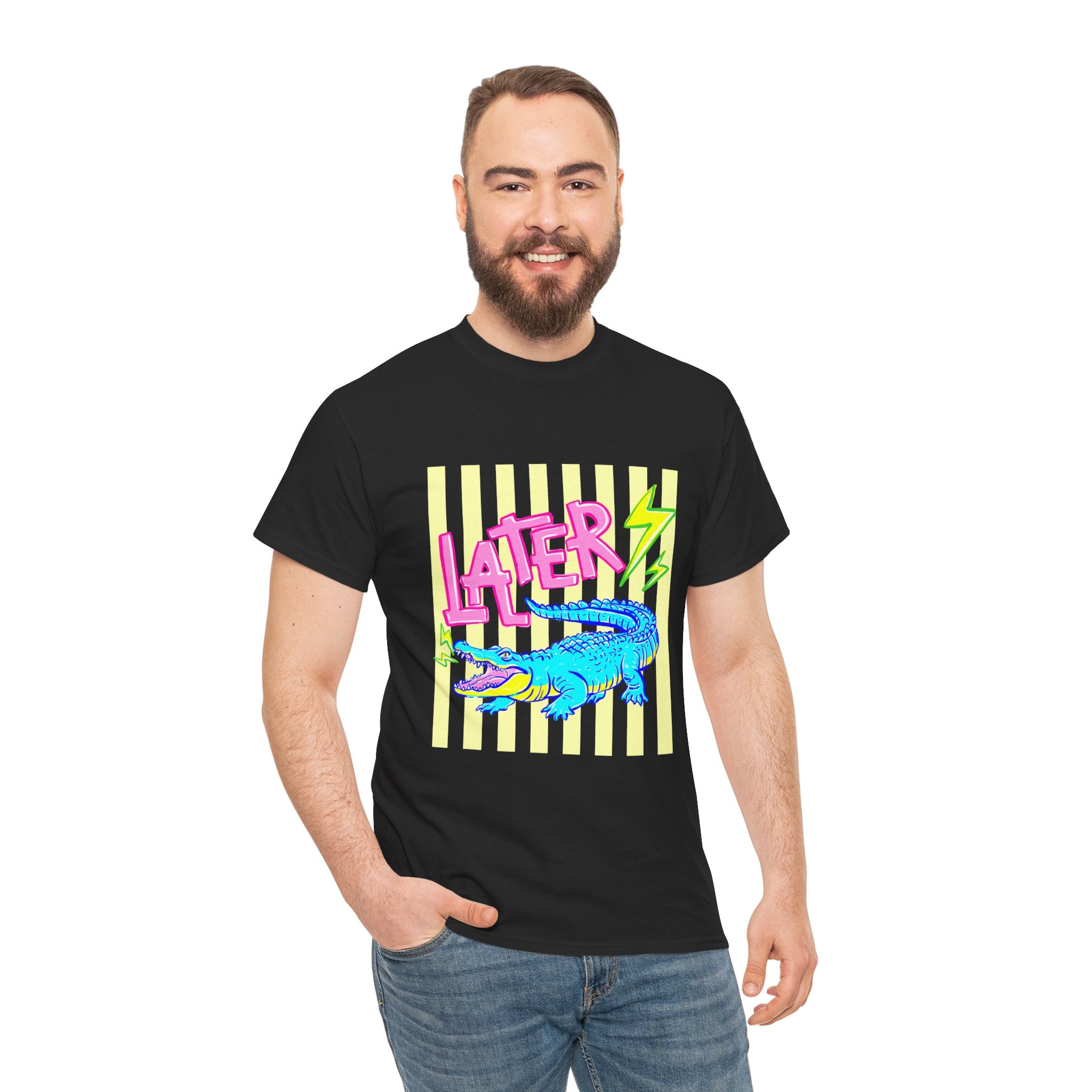 Later Gator Graphic Tee - Neon Retro Alligator Shirt