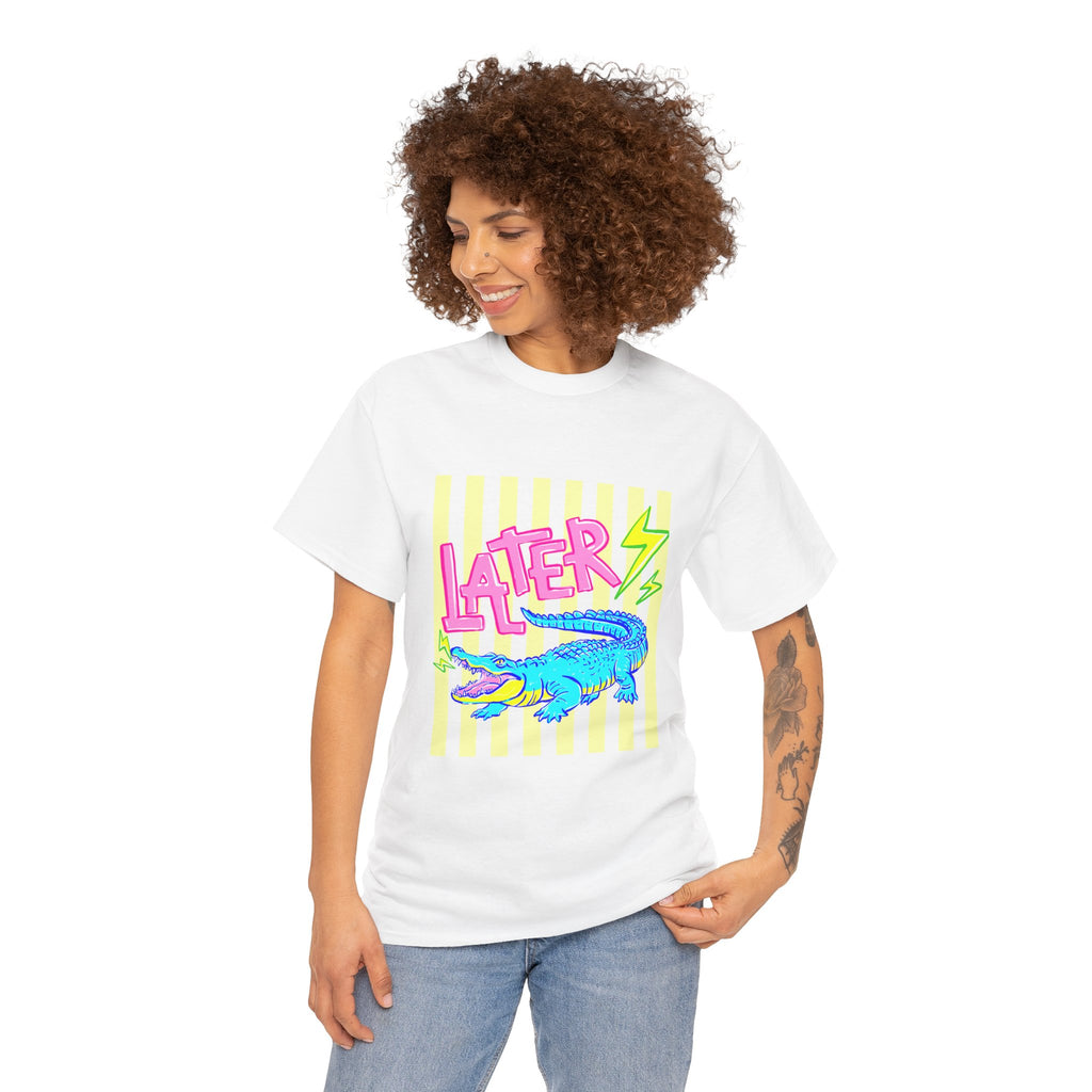 Later Gator Graphic Tee - Neon Retro Alligator Shirt