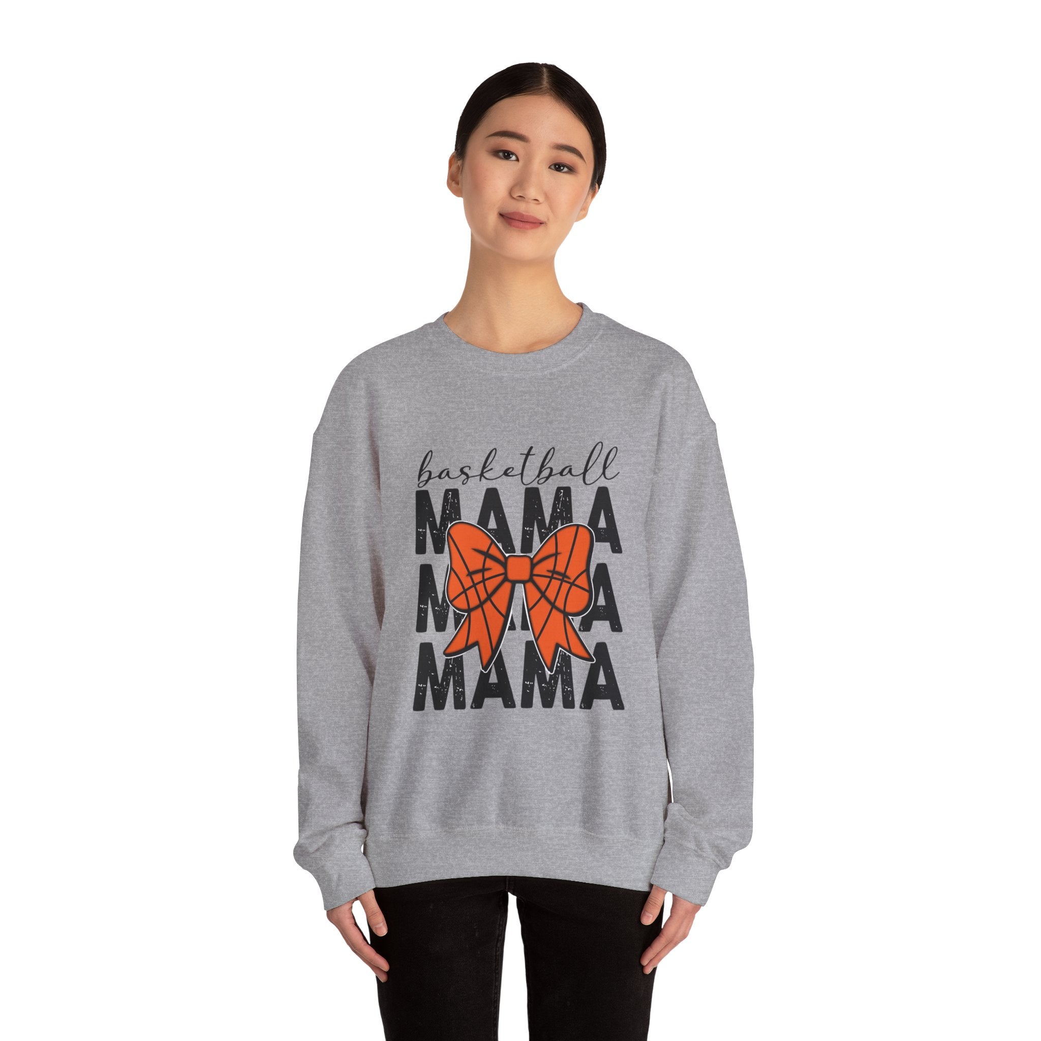 Basketball Mama Sweatshirt — Basketball Bow Mom Crewneck