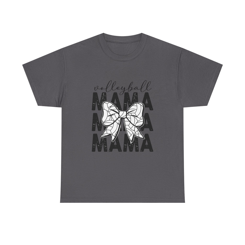 Volleyball Mama T-Shirt — Sporty Mom Graphic Tee with Volleyball Bow