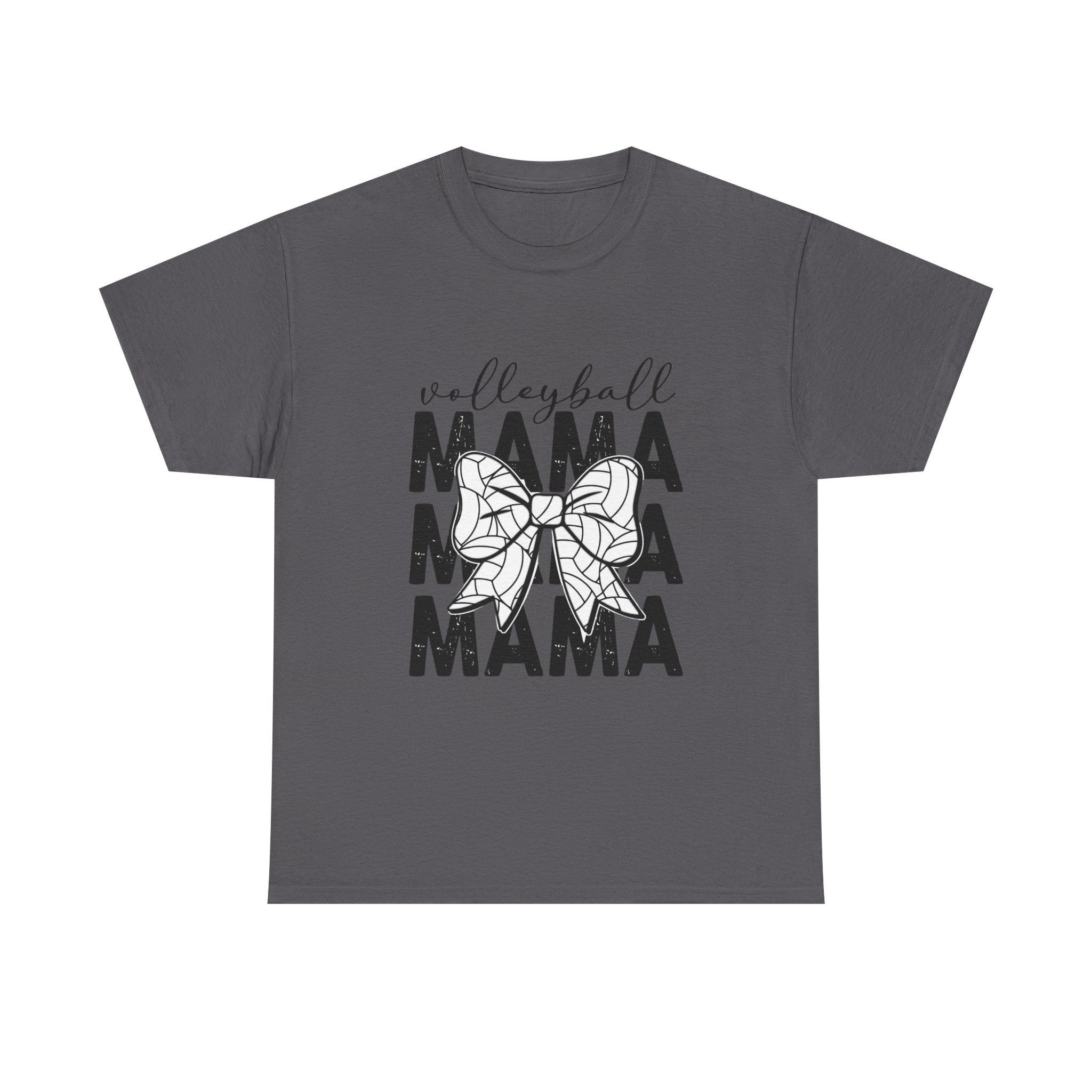 Volleyball Mama T-Shirt — Sporty Mom Graphic Tee with Volleyball Bow