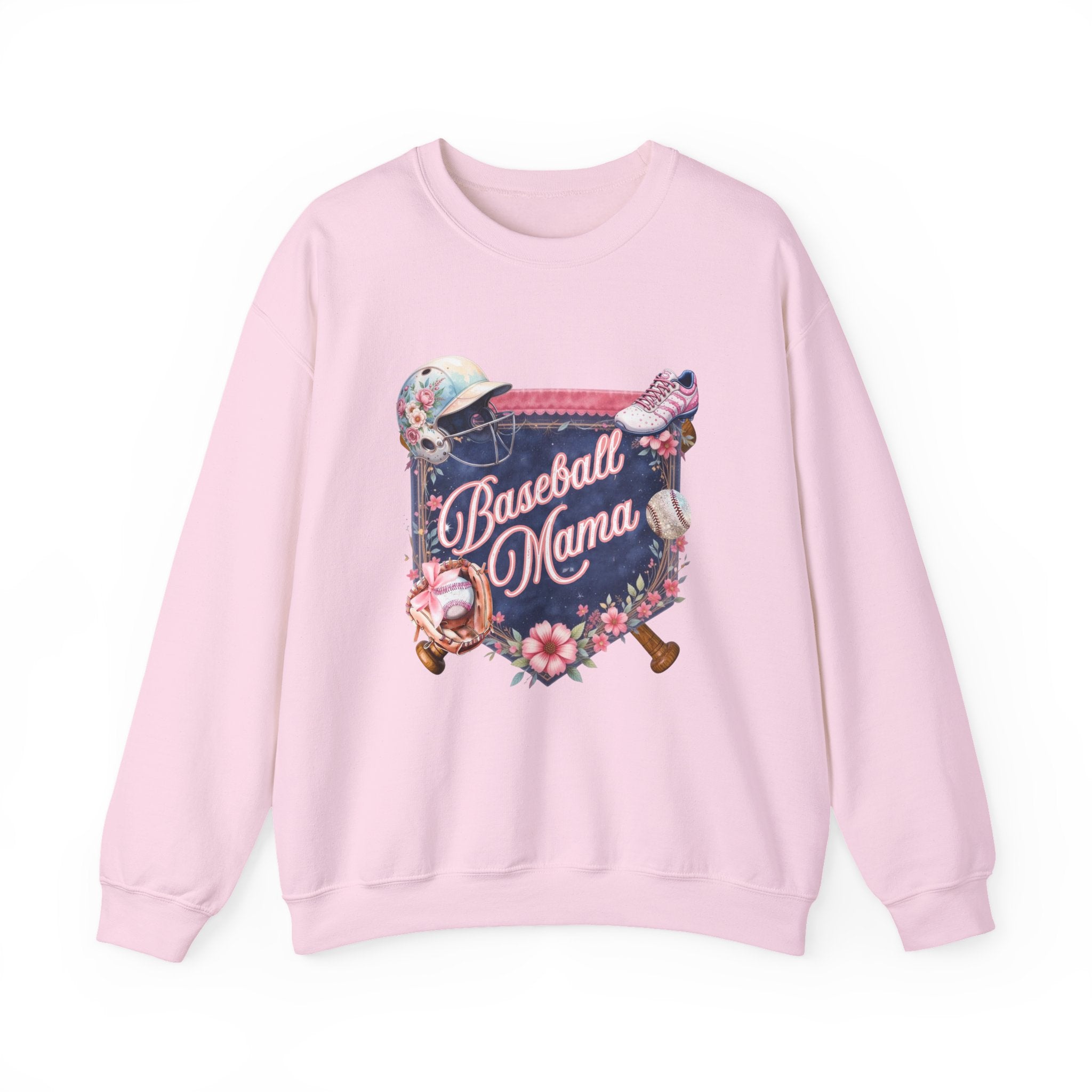 Baseball Mama Sweatshirt — Floral Helmet & Glove Crewneck for Moms
