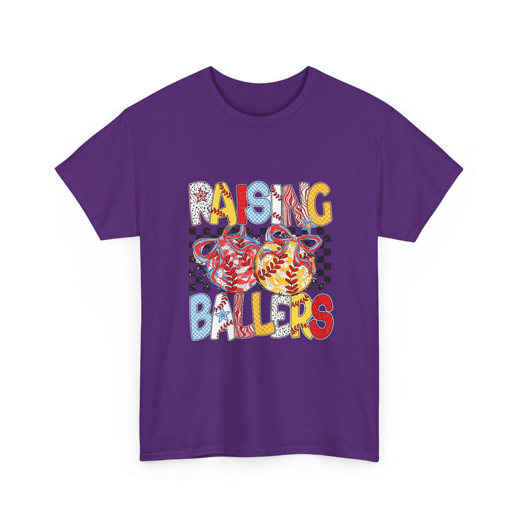 Raising Ballers Kids Tee — Colorful Checkered Lollipop Basketball Design