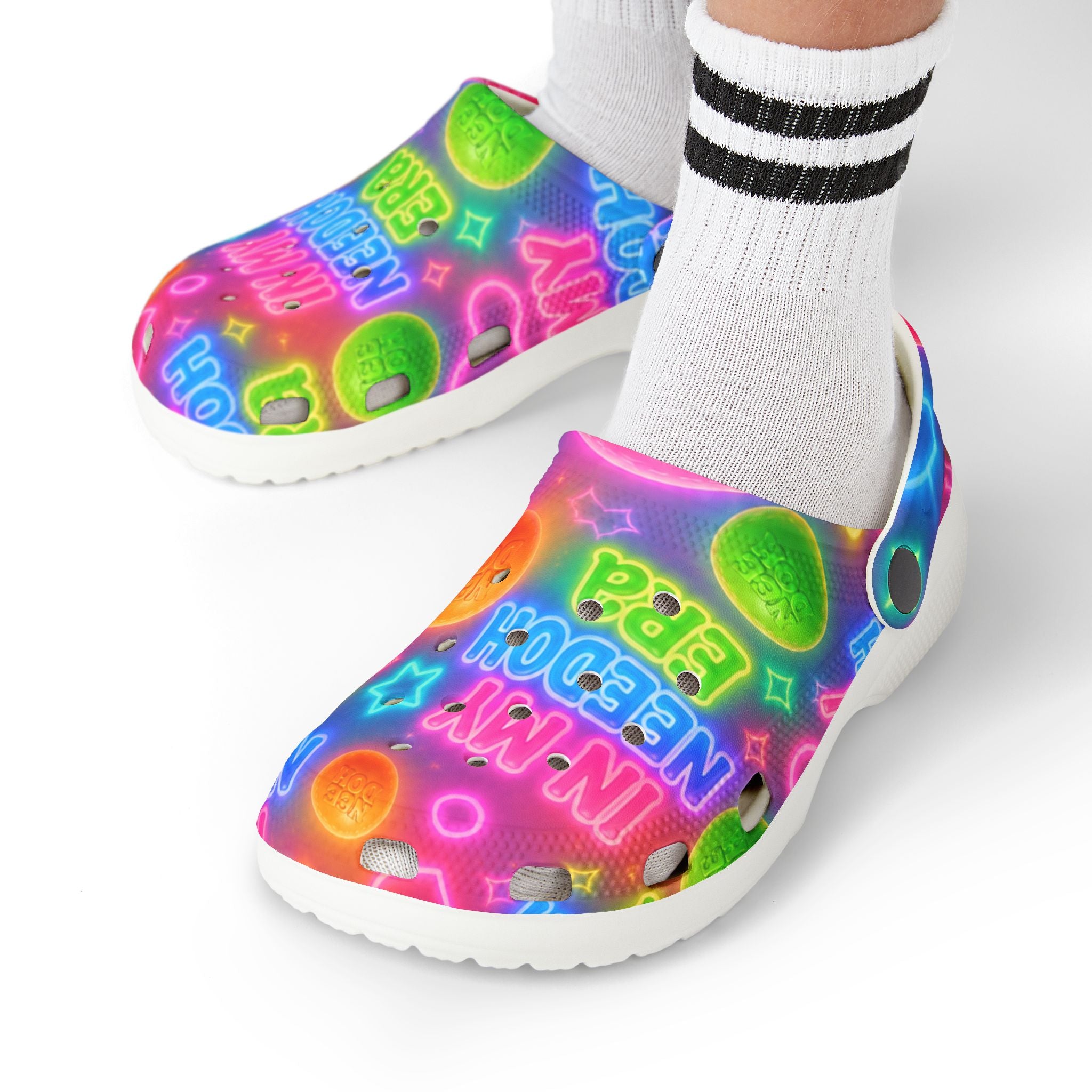 Bright, playful EVA foam clogs designed for kids