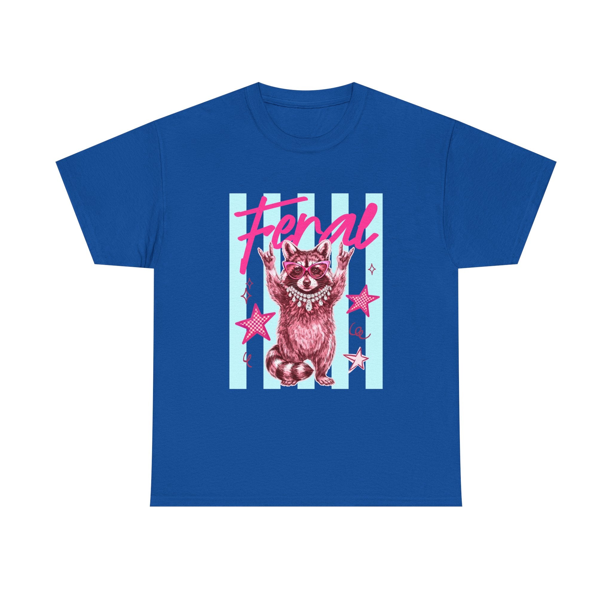 Feral Raccoon Graphic Tee - Retro Pink & Aqua Vintage Animal T-Shirt