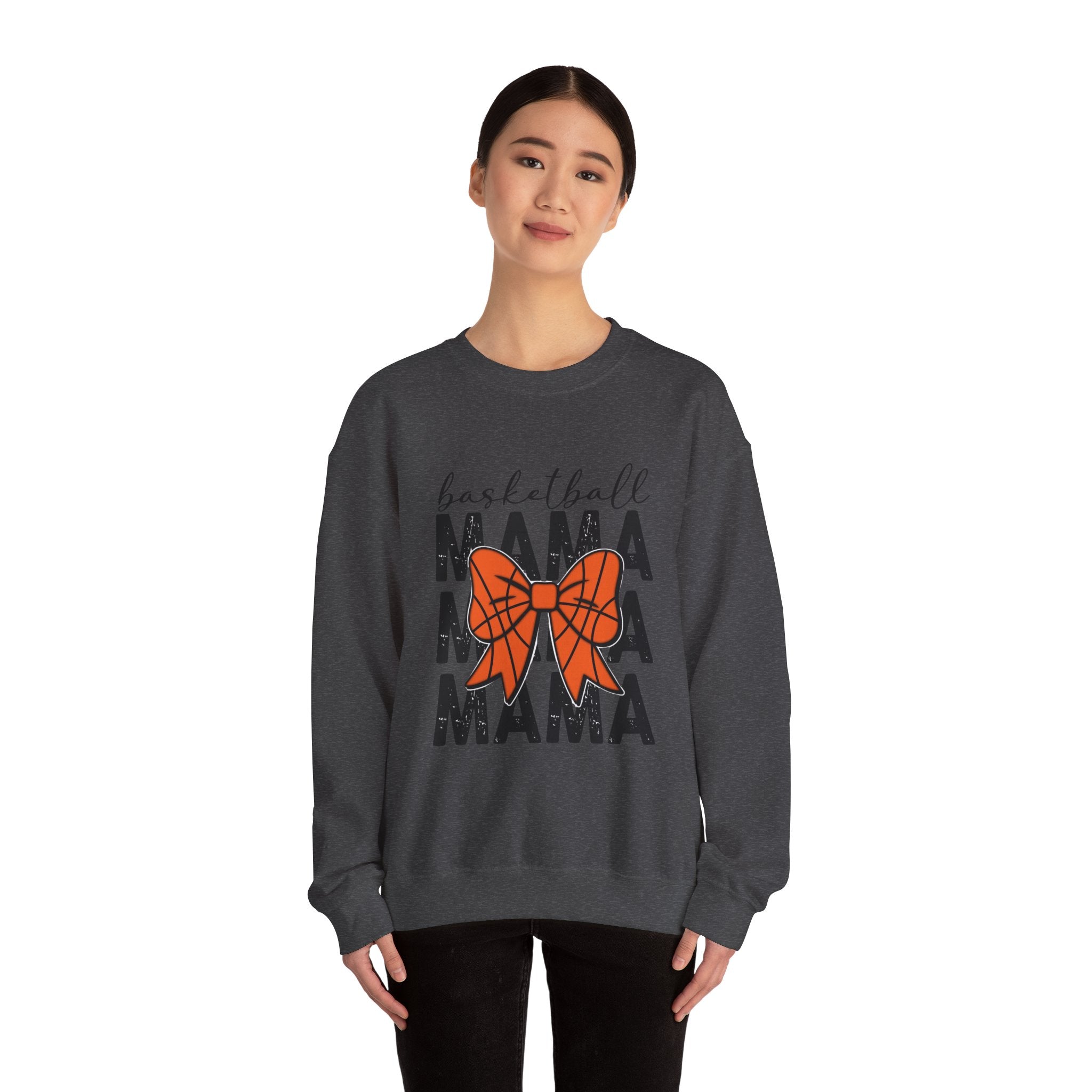 Basketball Mama Sweatshirt — Basketball Bow Mom Crewneck
