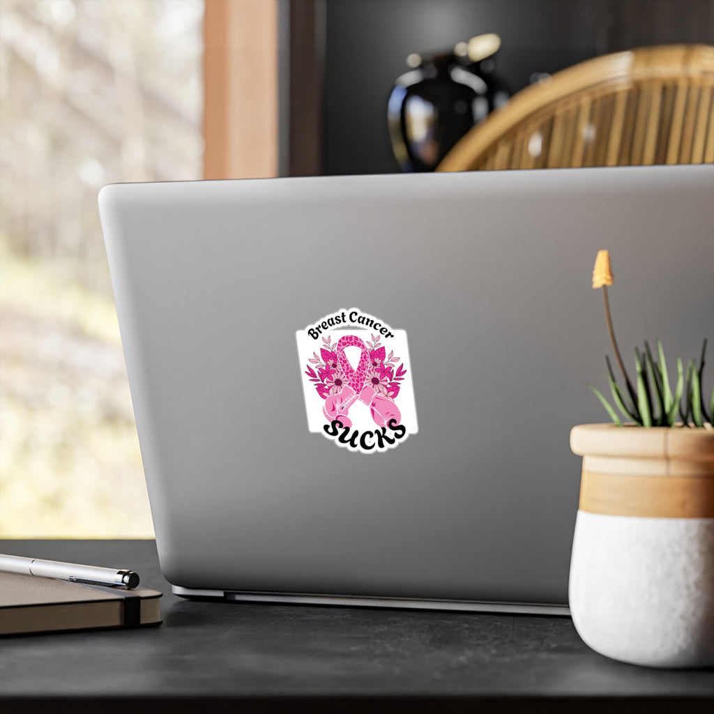 Breast Cancer Awareness Boxing Gloves Pink Ribbon Vinyl Sticker