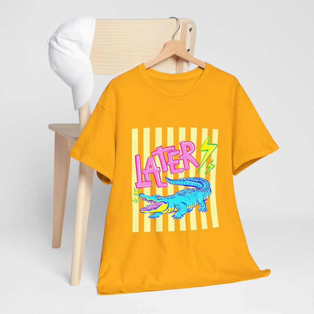 Later Gator Graphic Tee - Neon Retro Alligator Shirt