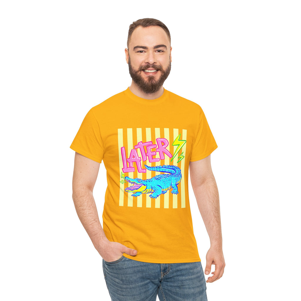 Later Gator Graphic Tee - Neon Retro Alligator Shirt
