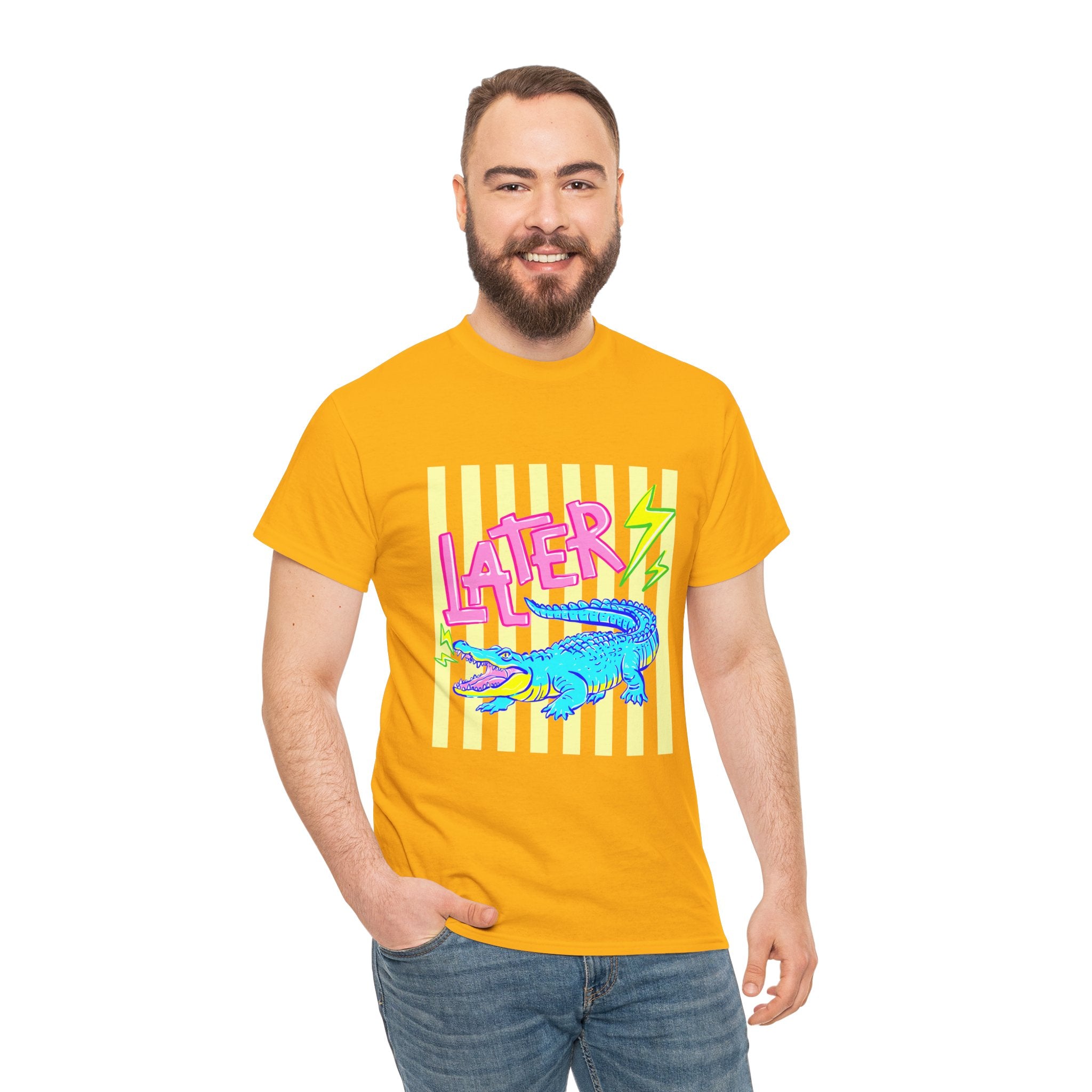 Later Gator Graphic Tee - Neon Retro Alligator Shirt