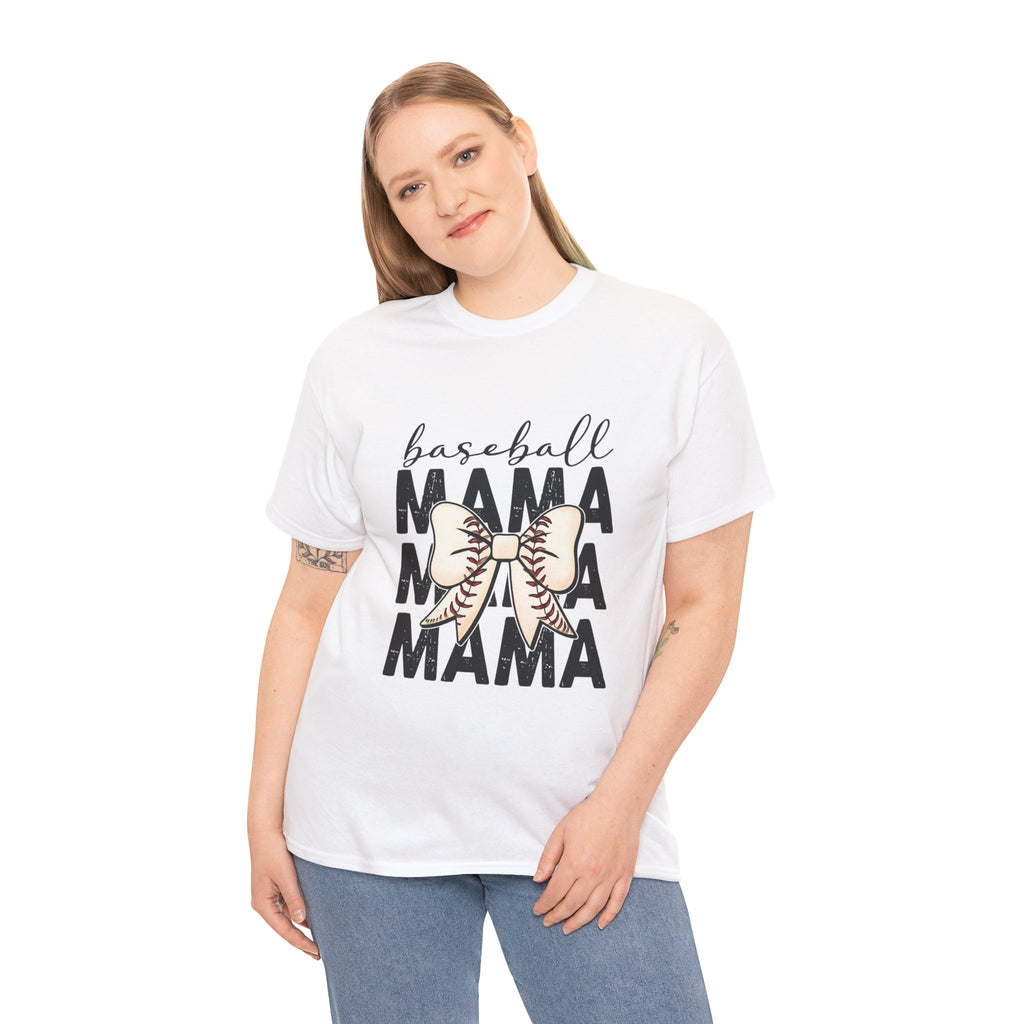 Baseball Mama T-Shirt — Cute Bow Baseball Mom Tee