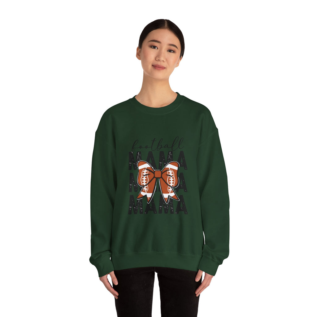 Football Mama Crewneck Sweatshirt — 'Football Mama Mama Mama' Bow Design