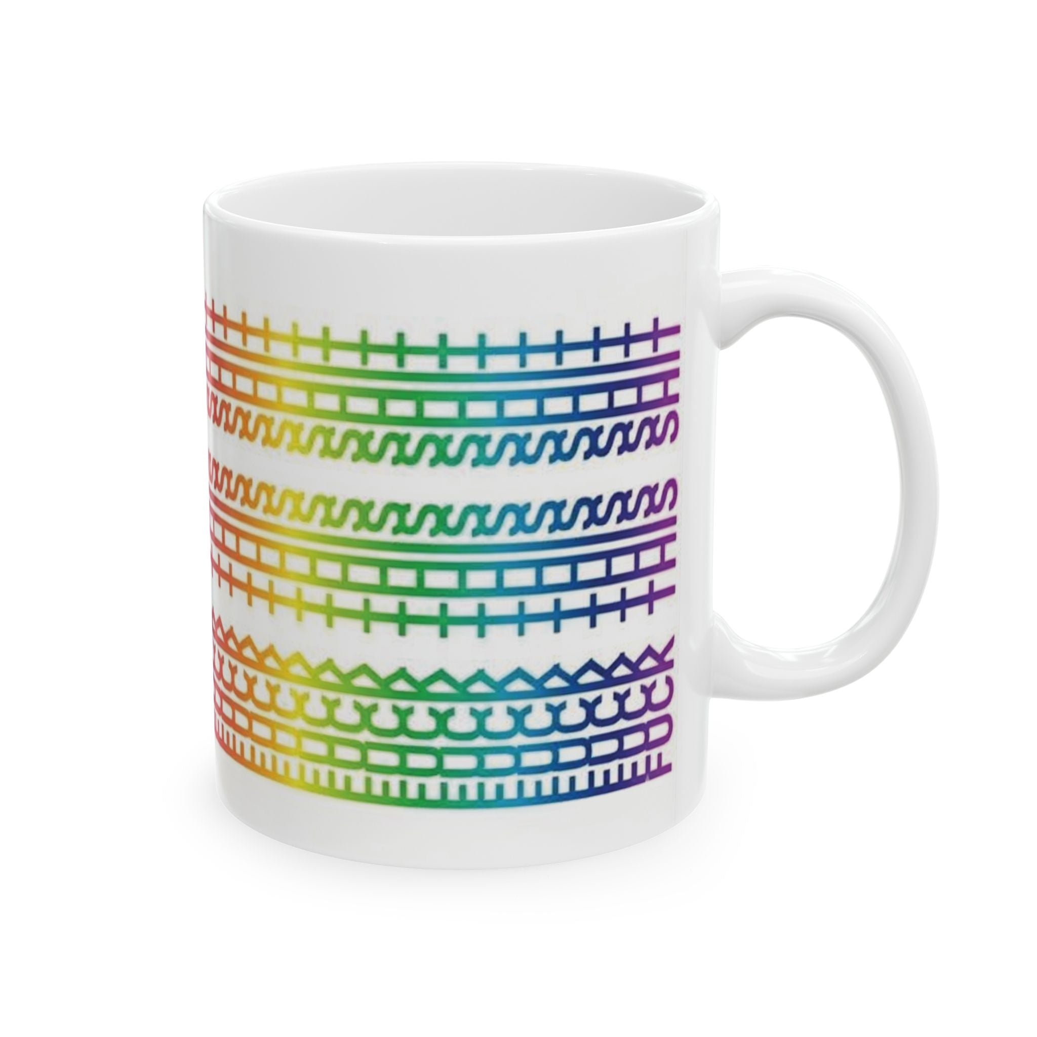 Rainbow Knit Pattern Mug — 'Fuck This Shit' Bold Slogan Ceramic Coffee Cup (11oz/15oz)