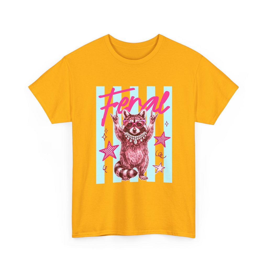 Feral Raccoon Graphic Tee - Retro Pink & Aqua Vintage Animal T-Shirt