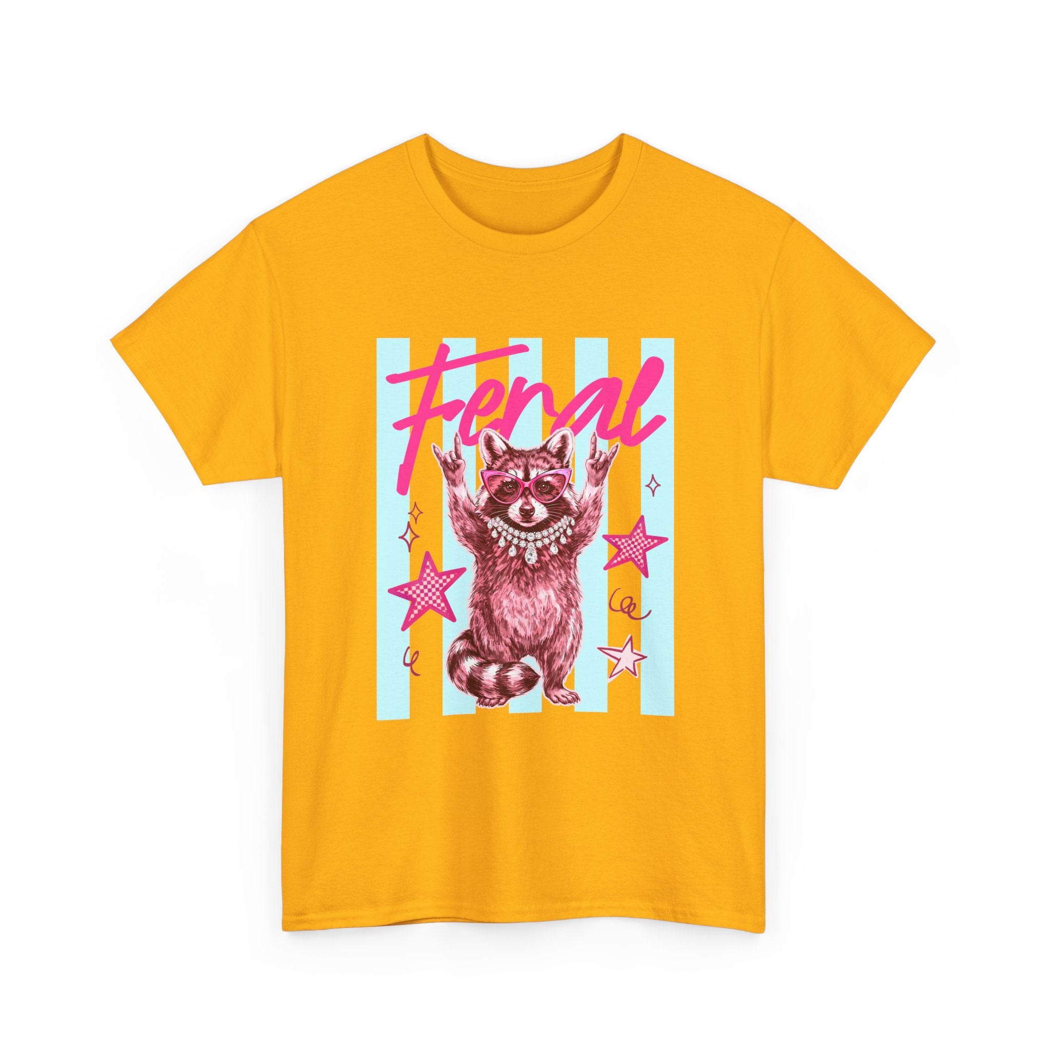 Feral Raccoon Graphic Tee - Retro Pink & Aqua Vintage Animal T-Shirt
