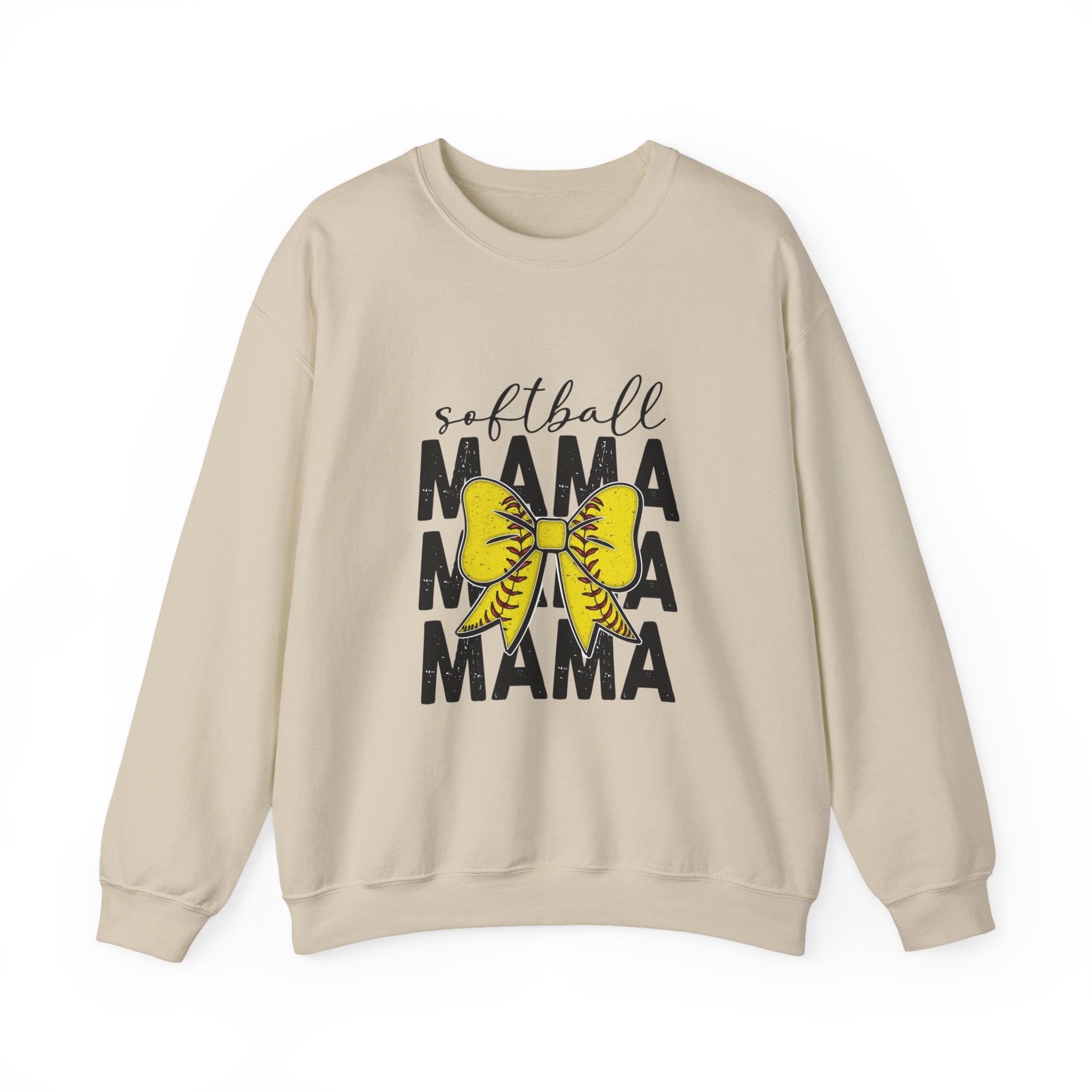 Softball Mama Crewneck Sweatshirt - Yellow Bow Softball Mom Pullover