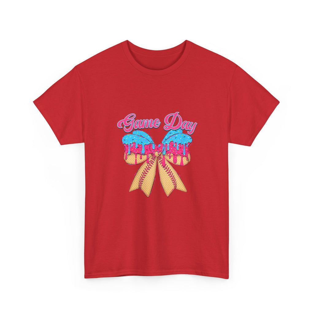 Game Day Cheer T-Shirt — Pink & Blue Pom Pom Cheerleading Tee