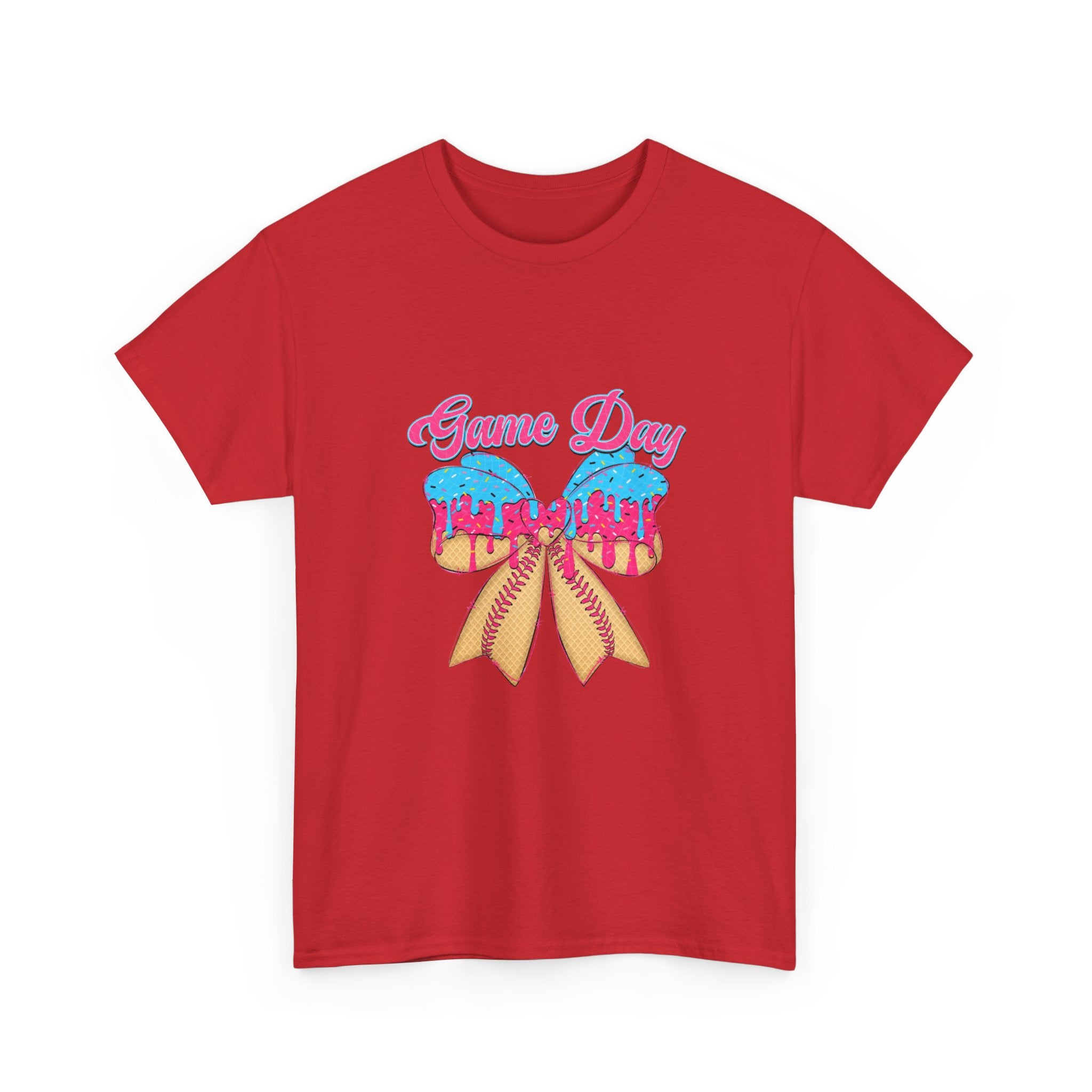 Game Day Cheer T-Shirt — Pink & Blue Pom Pom Cheerleading Tee