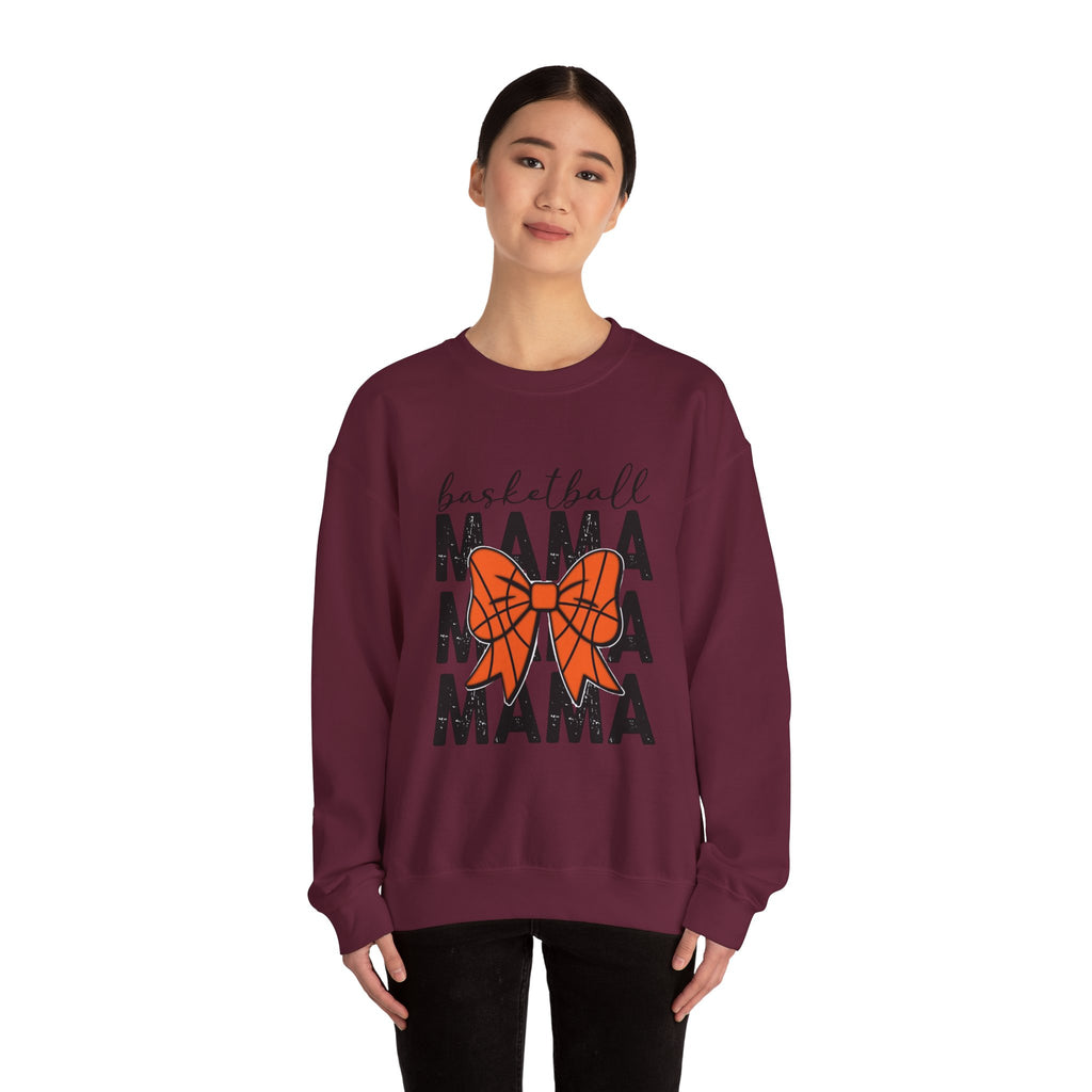 Basketball Mama Sweatshirt — Basketball Bow Mom Crewneck