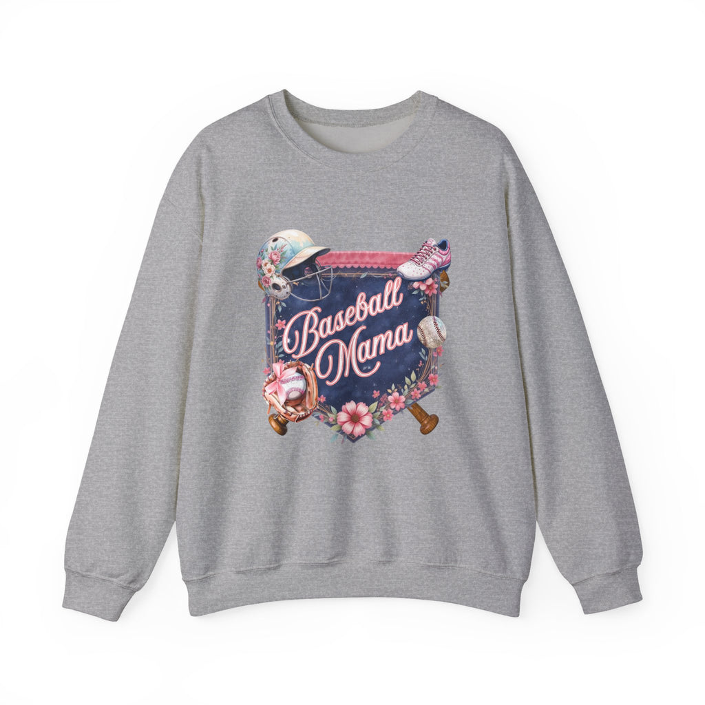 Baseball Mama Sweatshirt — Floral Helmet & Glove Crewneck for Moms