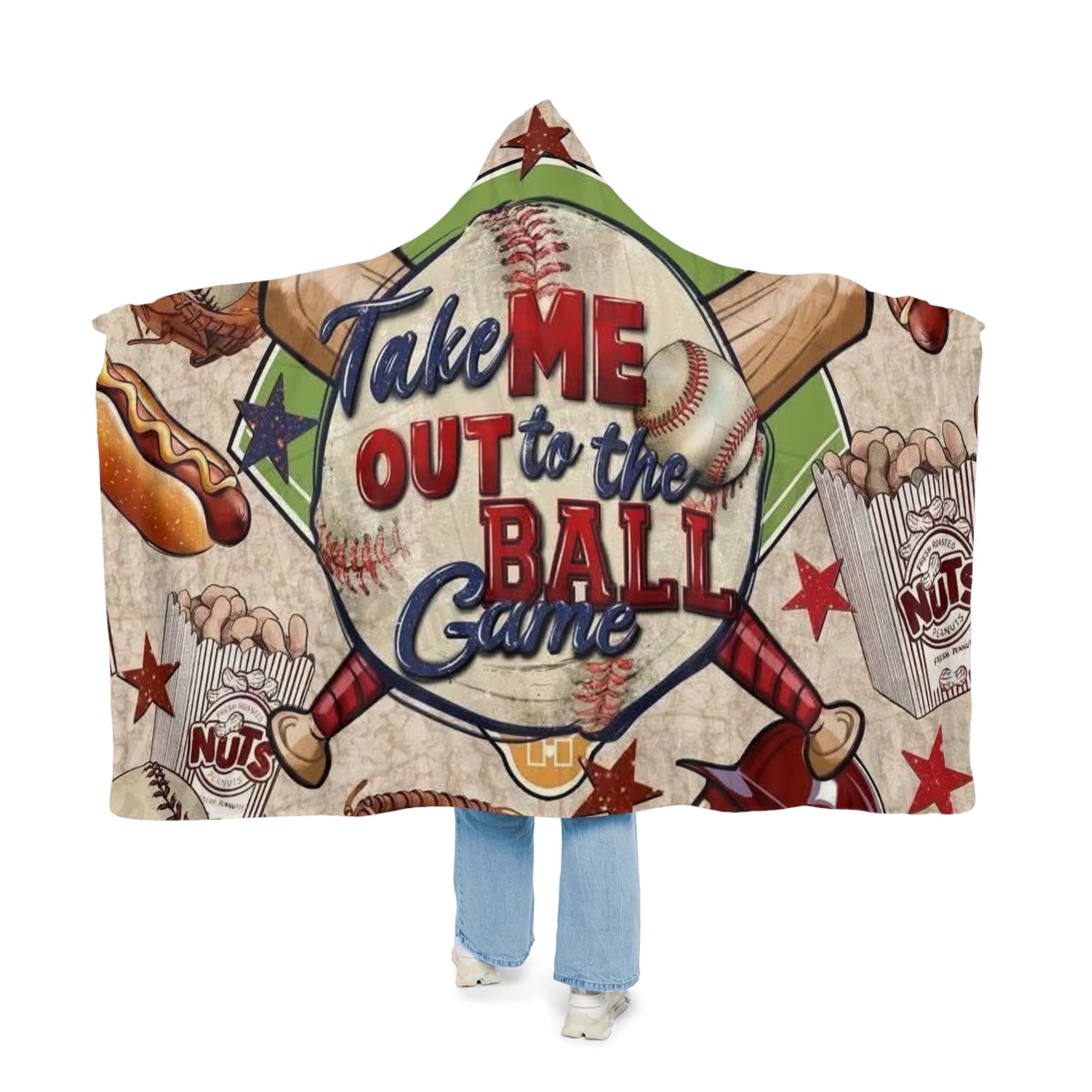 Baseball 'Take Me Out to the Ball Game' Hooded Snuggle Blanket